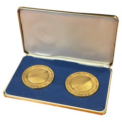Vintage Pair of Bronze Viking 1 and 2 Mars Landing Commemorative Medallions