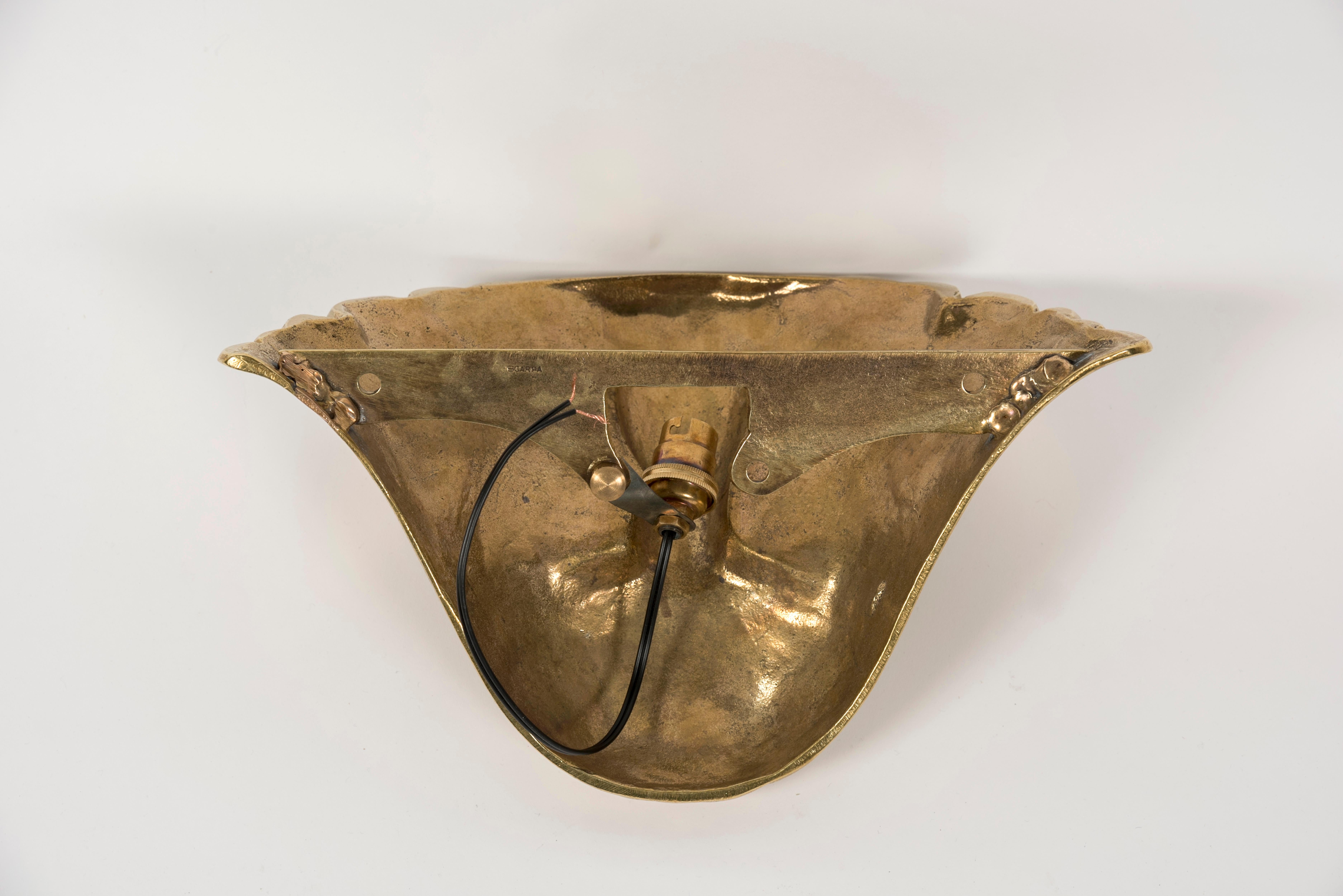 Mid-20th Century Pair of Bronze Wall Lights by Riccardo Scarpa For Sale