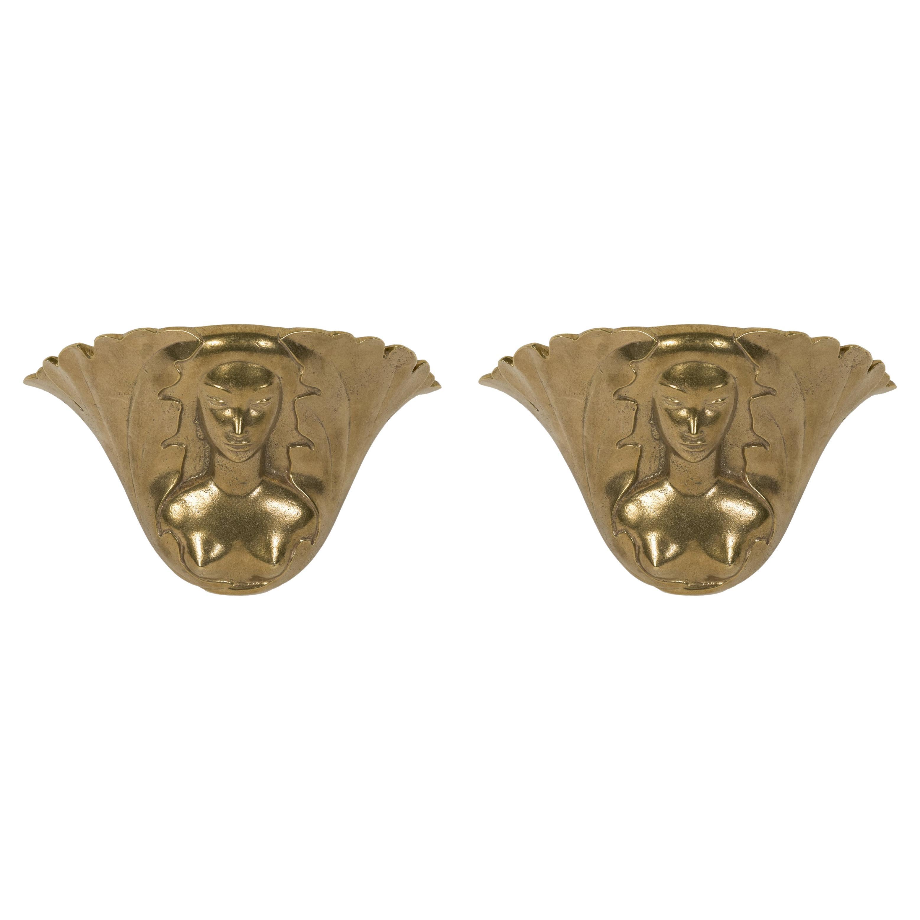Pair of Bronze Wall Lights by Riccardo Scarpa For Sale