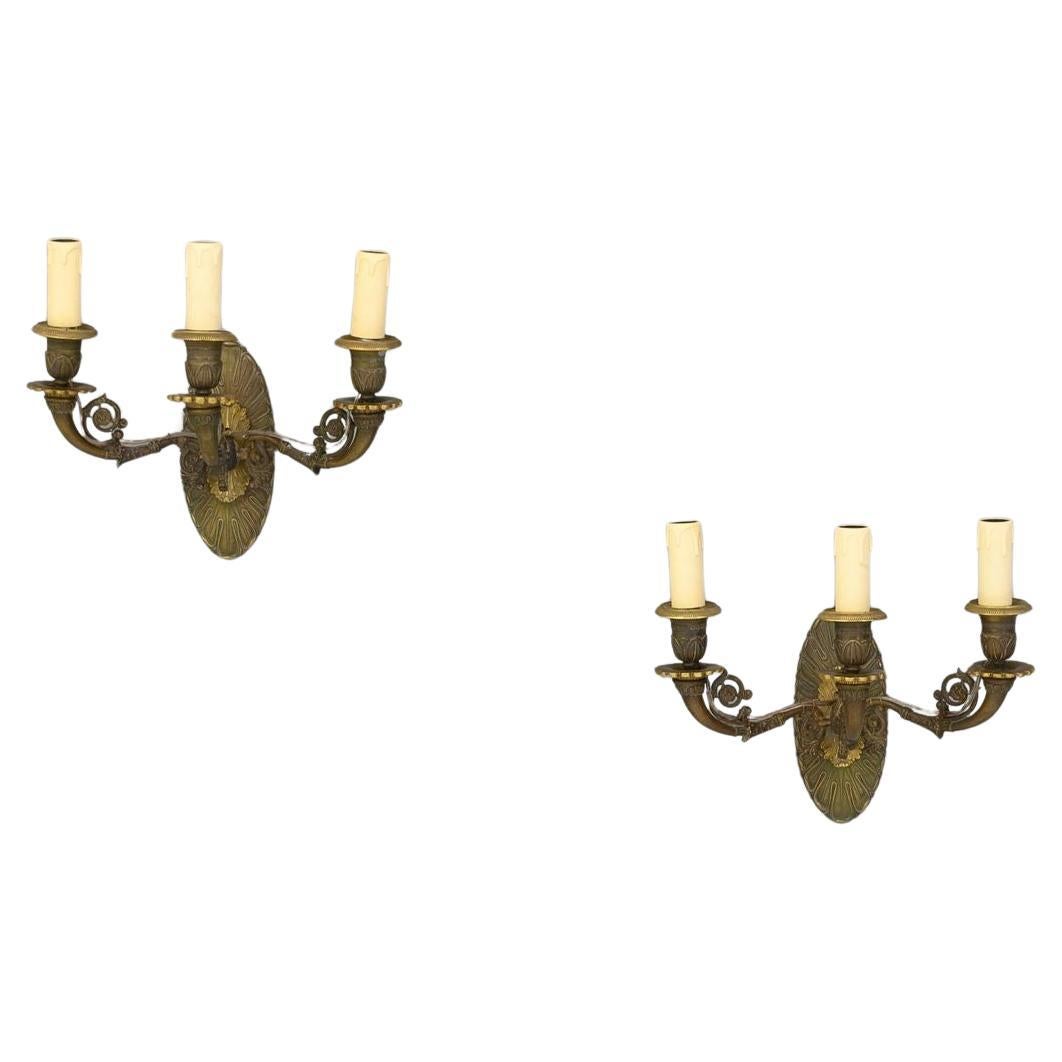 Pair of Bronze Wall Lights