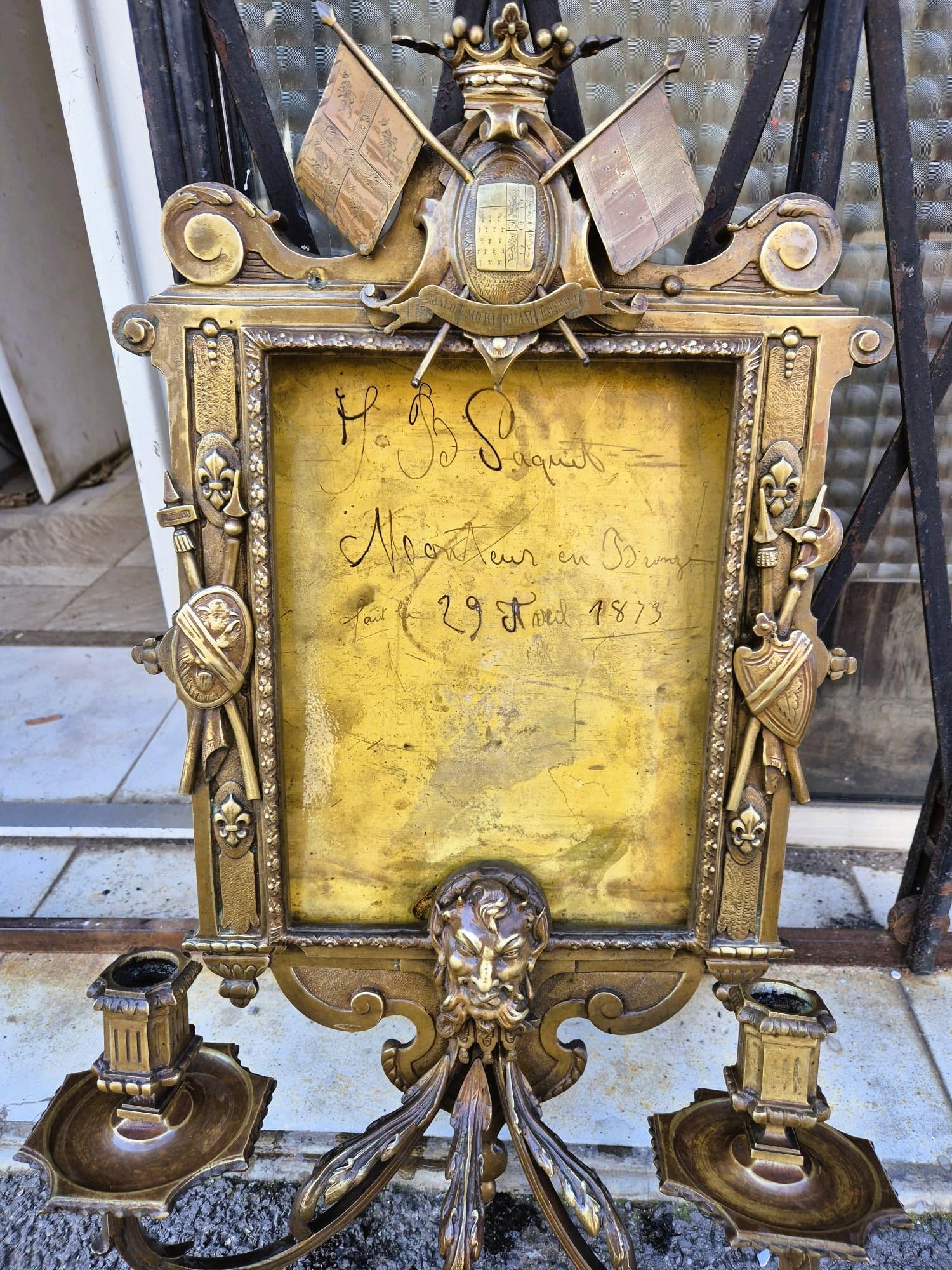 Coppia di applique in bronzo - Specchi, stile Luigi XIV, XIX secolo in vendita 15