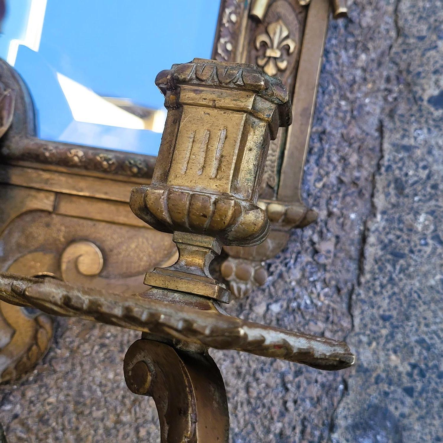 Coppia di applique in bronzo - Specchi, stile Luigi XIV, XIX secolo in vendita 4