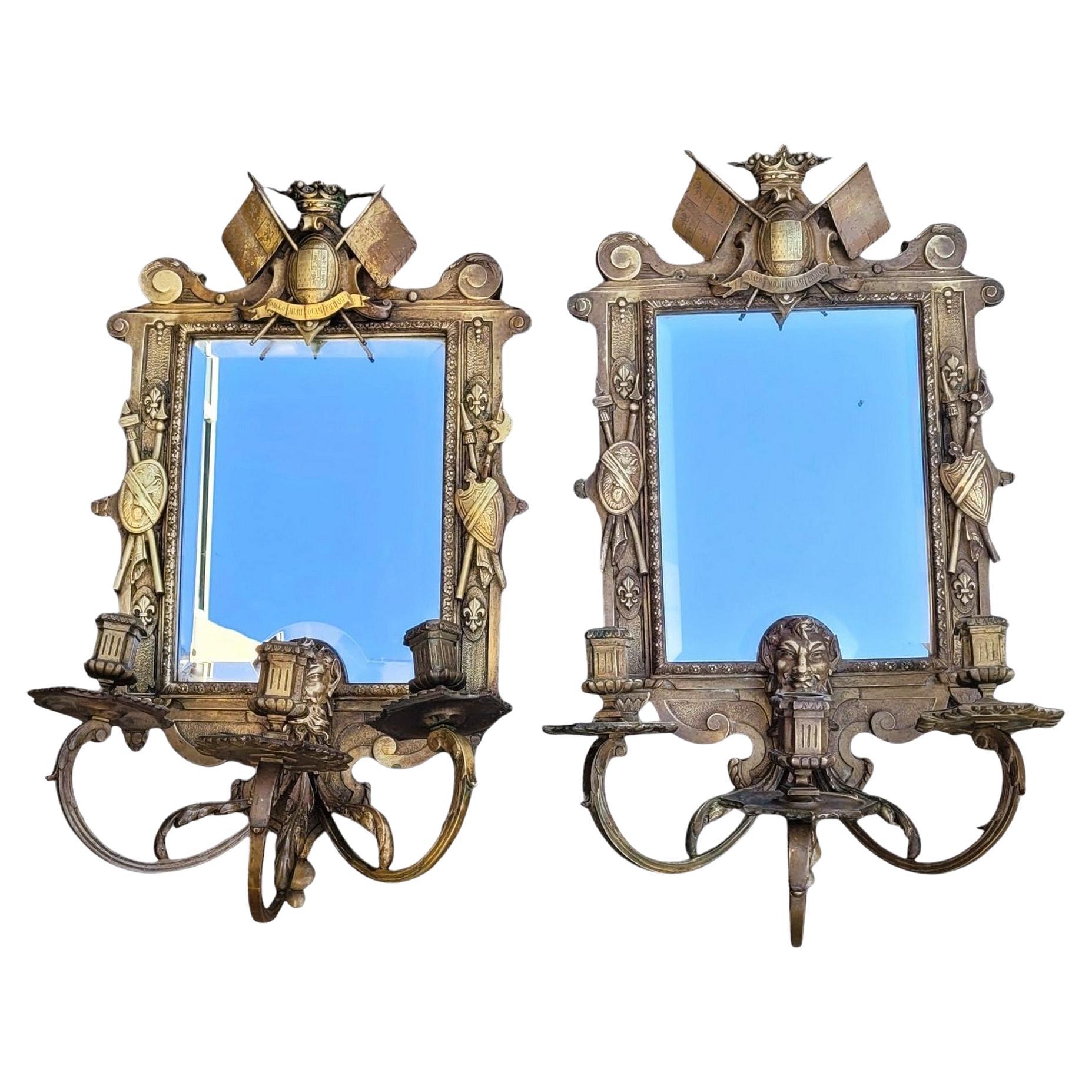 Coppia di applique in bronzo - Specchi, stile Luigi XIV, XIX secolo in vendita