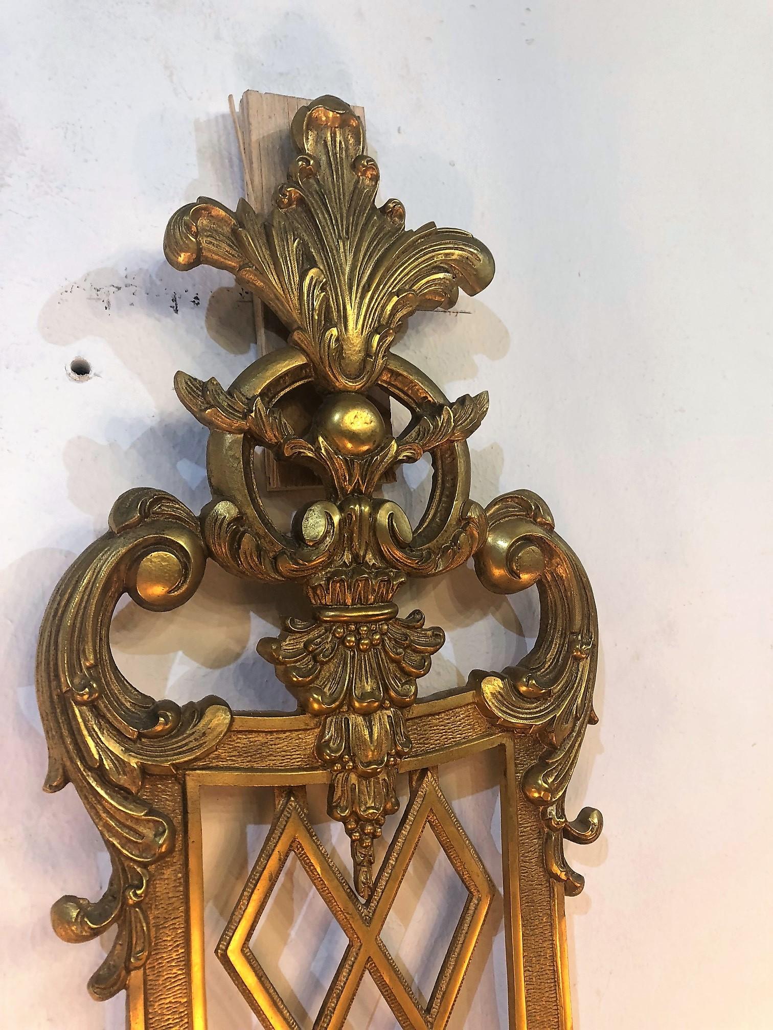 Pair of Bronze Wall Sconces In Good Condition In Dallas, TX