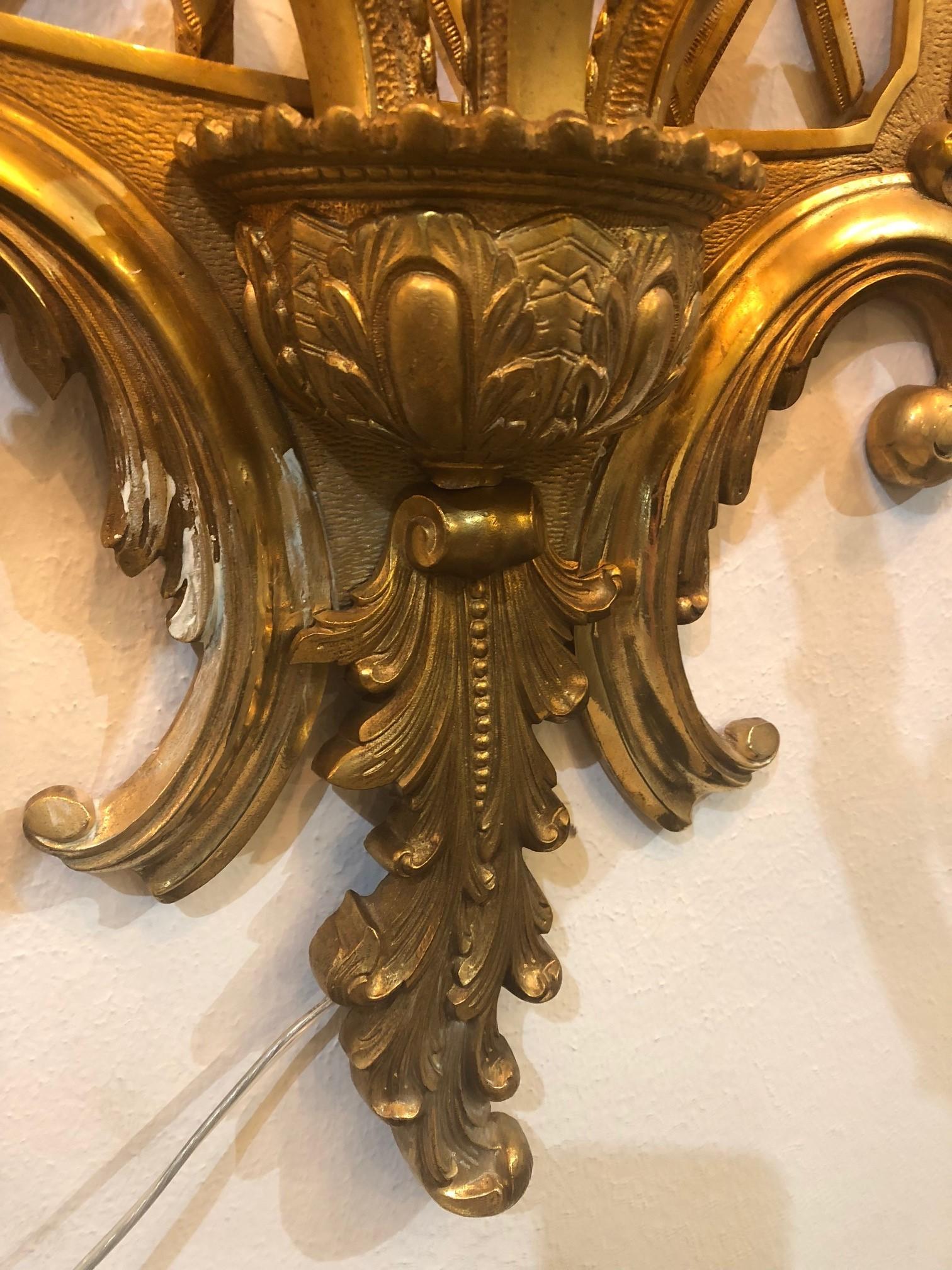 20th Century Pair of Bronze Wall Sconces
