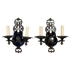 Vintage Pair of Bronze Wall Sconces