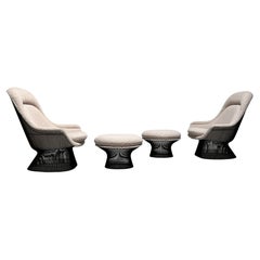 Pair of Bronze Warren Platner Lounge Chairs and Ottomans