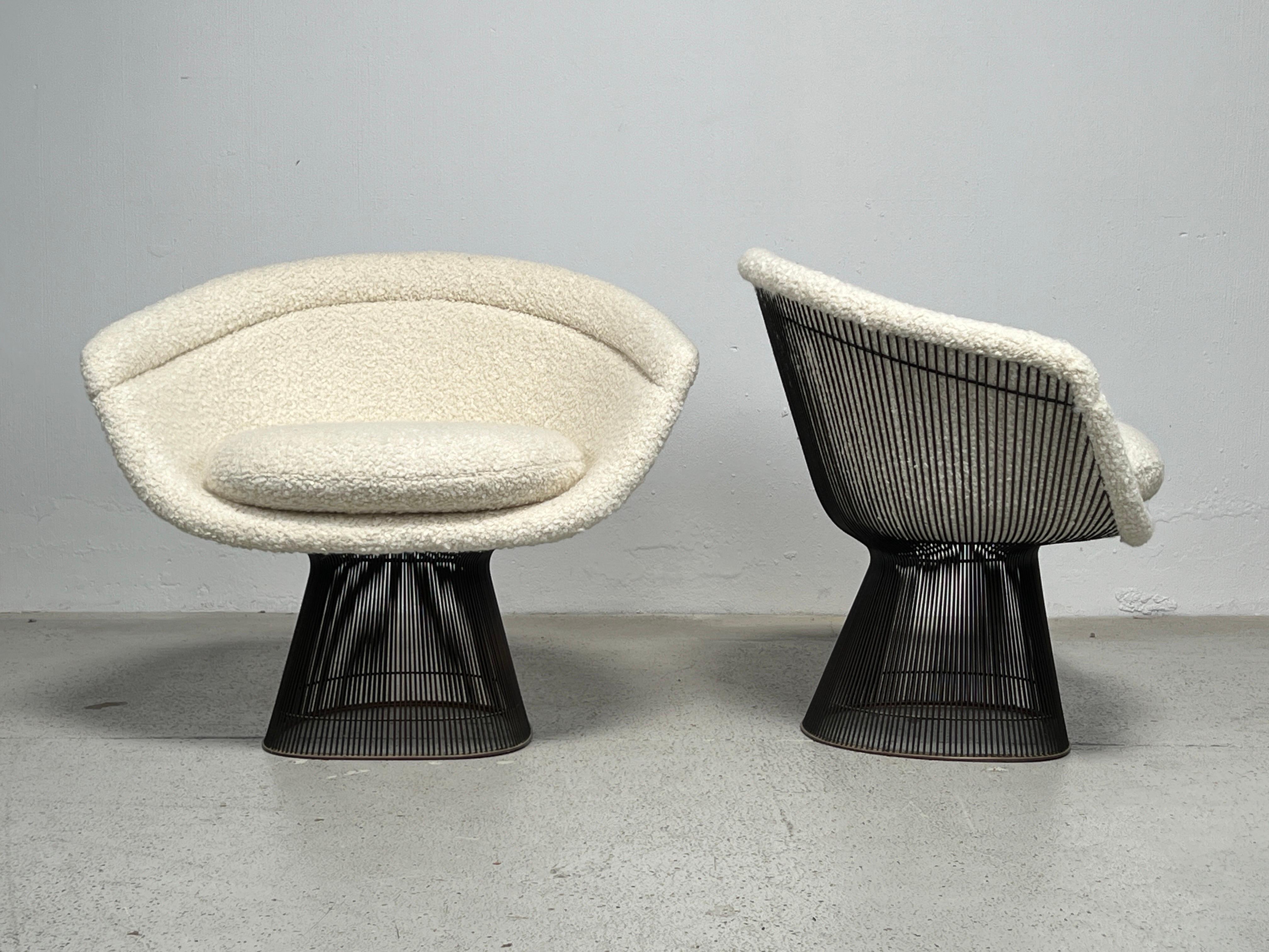 Pair of Bronze Warren Platner Lounge Chairs for Knoll In Good Condition In Dallas, TX