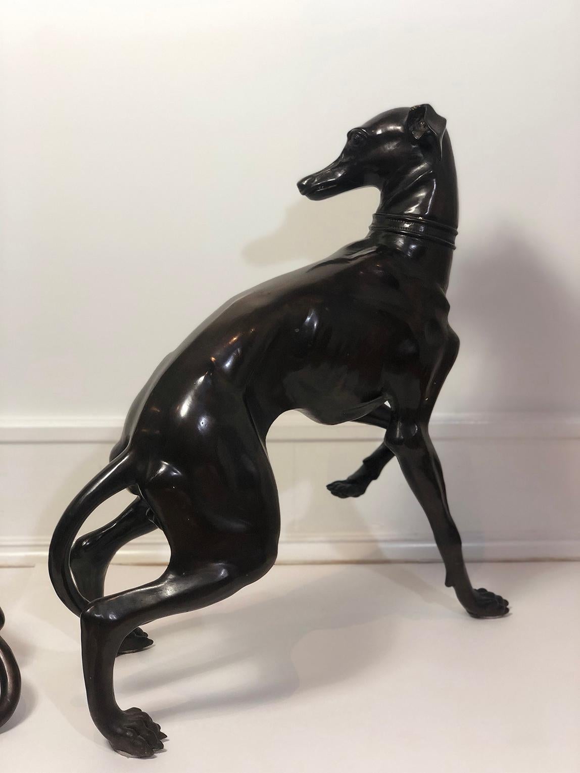 Pair of Bronze Whippet Statues 1