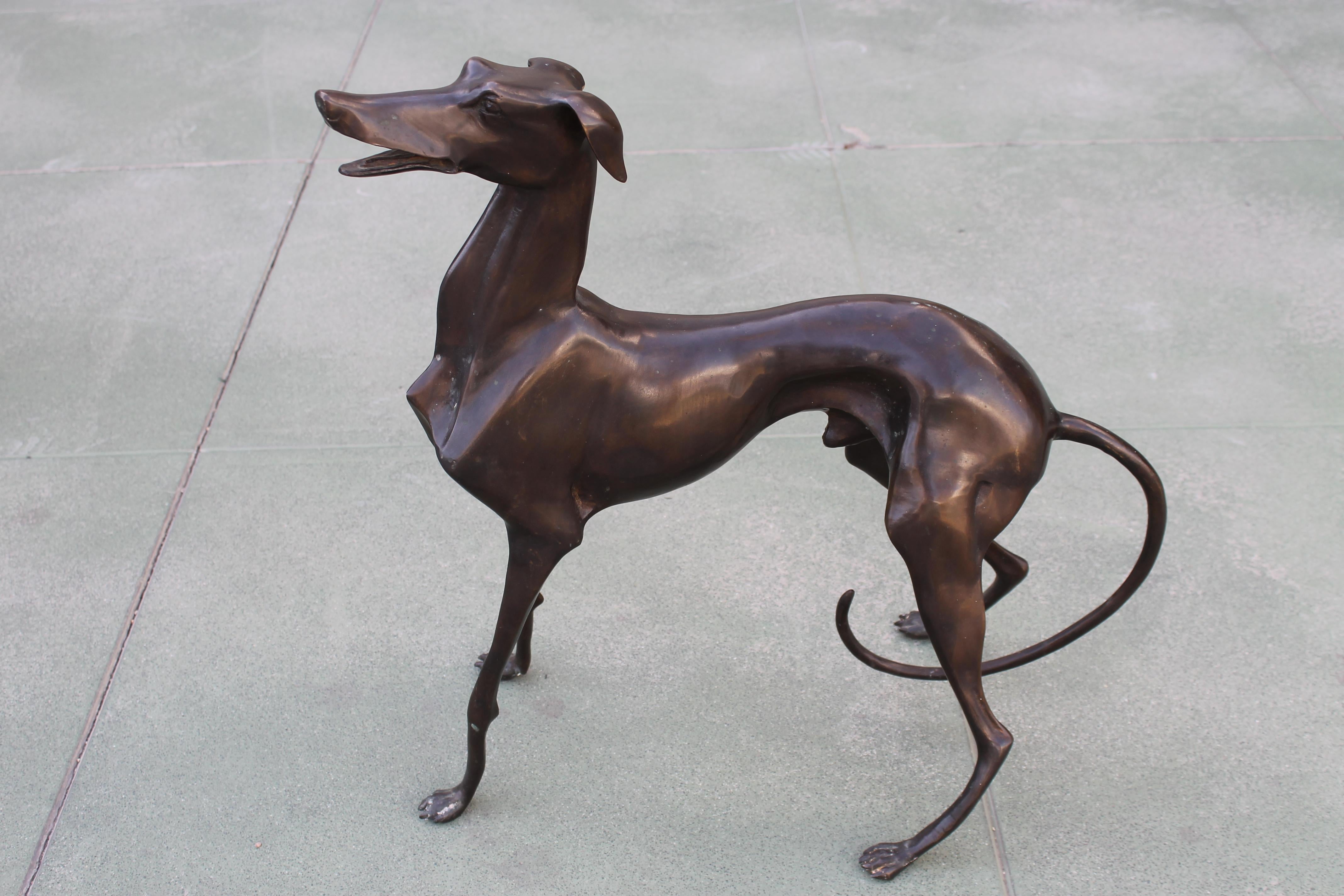 Pair of Bronze Whippets In Good Condition In Palm Springs, CA