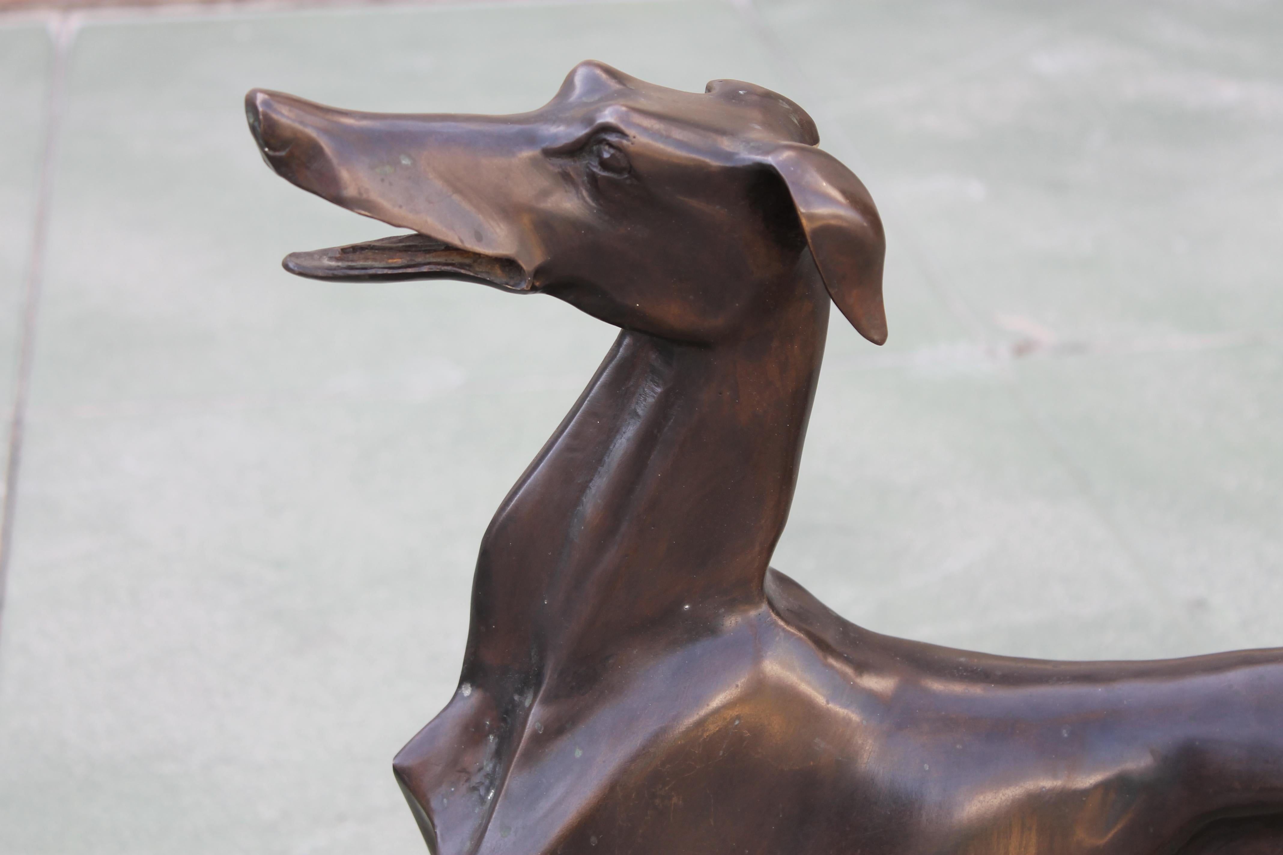 Late 20th Century Pair of Bronze Whippets