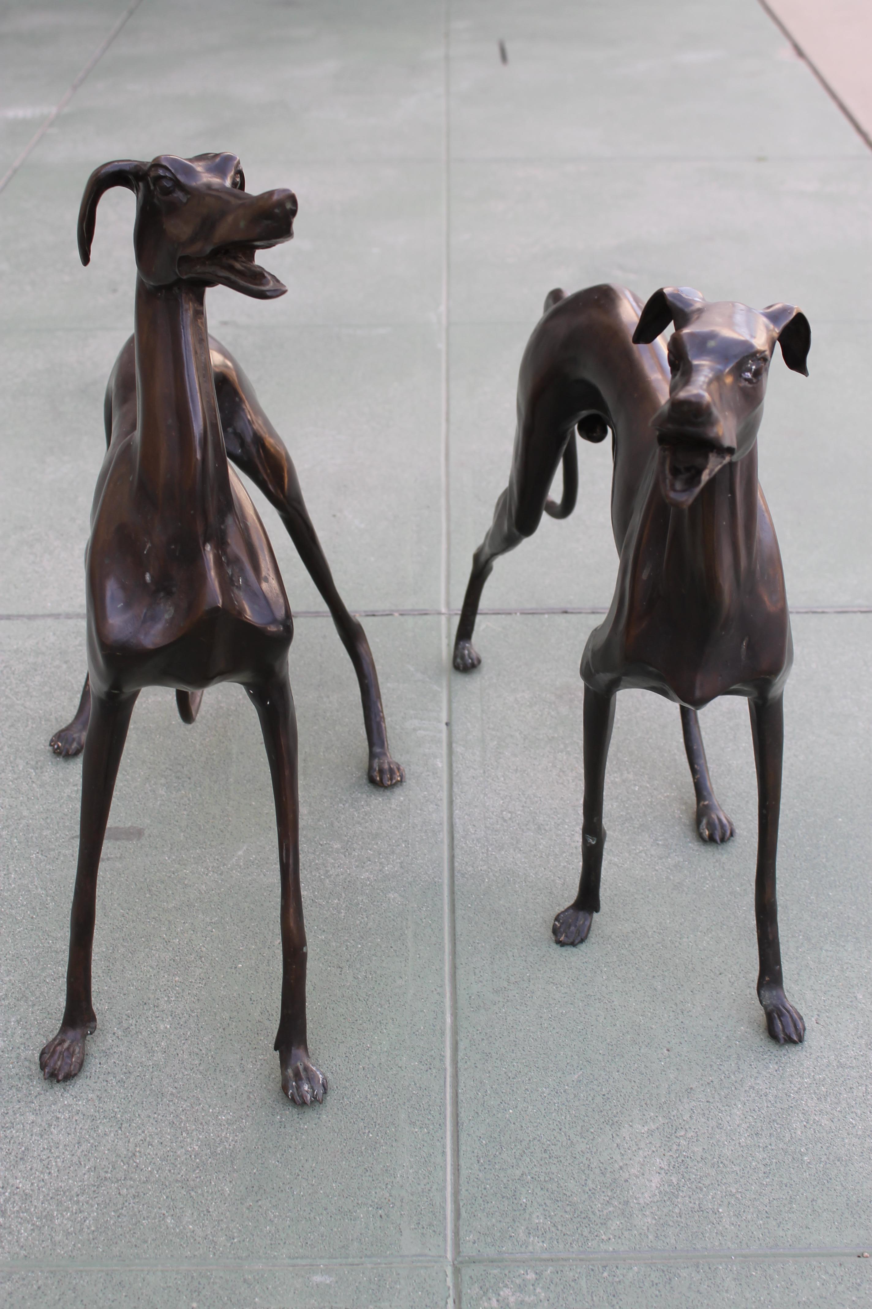 Pair of Bronze Whippets 1