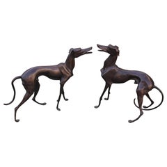 Pair of Bronze Whippets