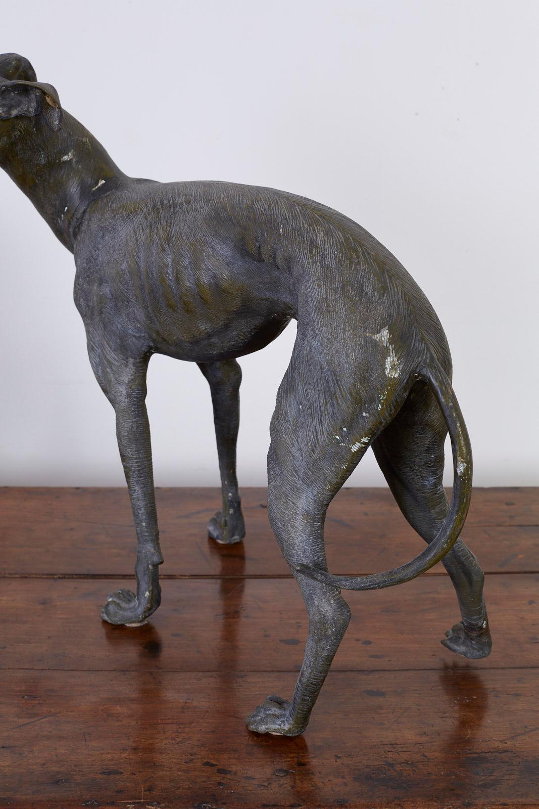 Pair of Bronze Whippets or Greyhound Dog Sculptures 3
