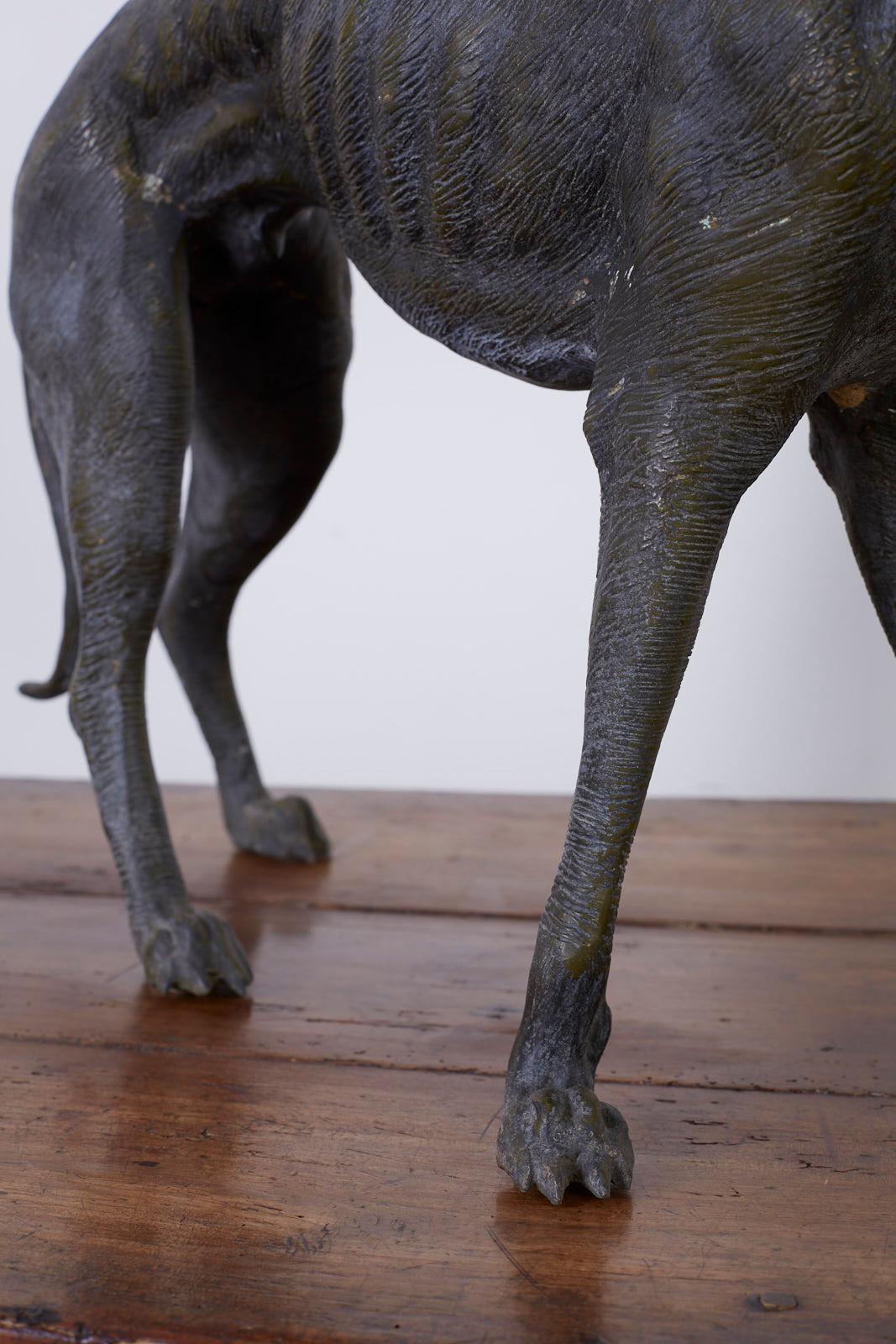 Pair of Bronze Whippets or Greyhound Dog Sculptures 6