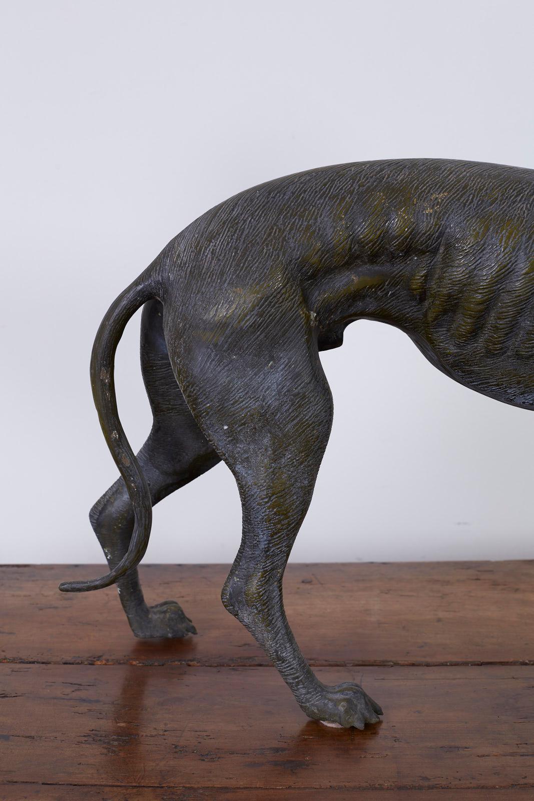 American Pair of Bronze Whippets or Greyhound Dog Sculptures