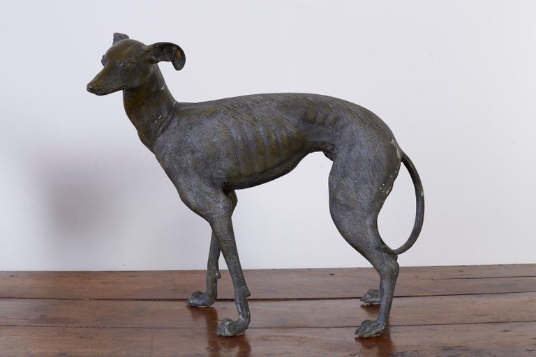 Pair Of Bronze Whippets Or Greyhound Dog Sculptures For Sale At