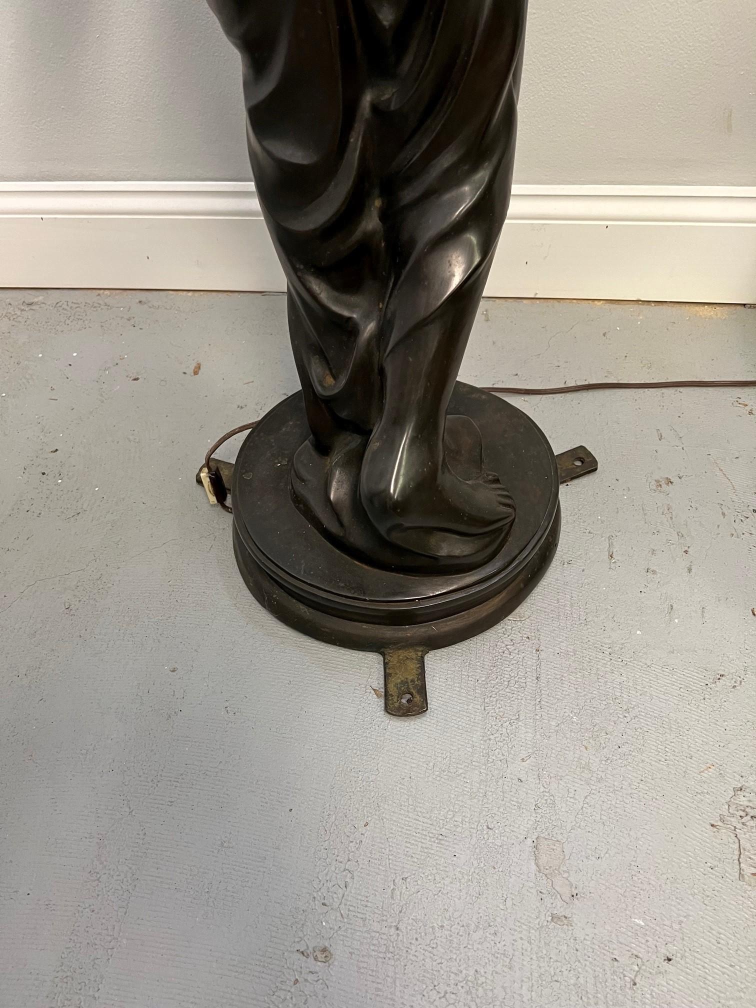 Pair of Bronze Woman Torcheres  For Sale 10