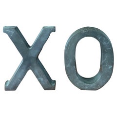 Pair of Bronze "X O" Bookends in the Style of Curtis Jere 