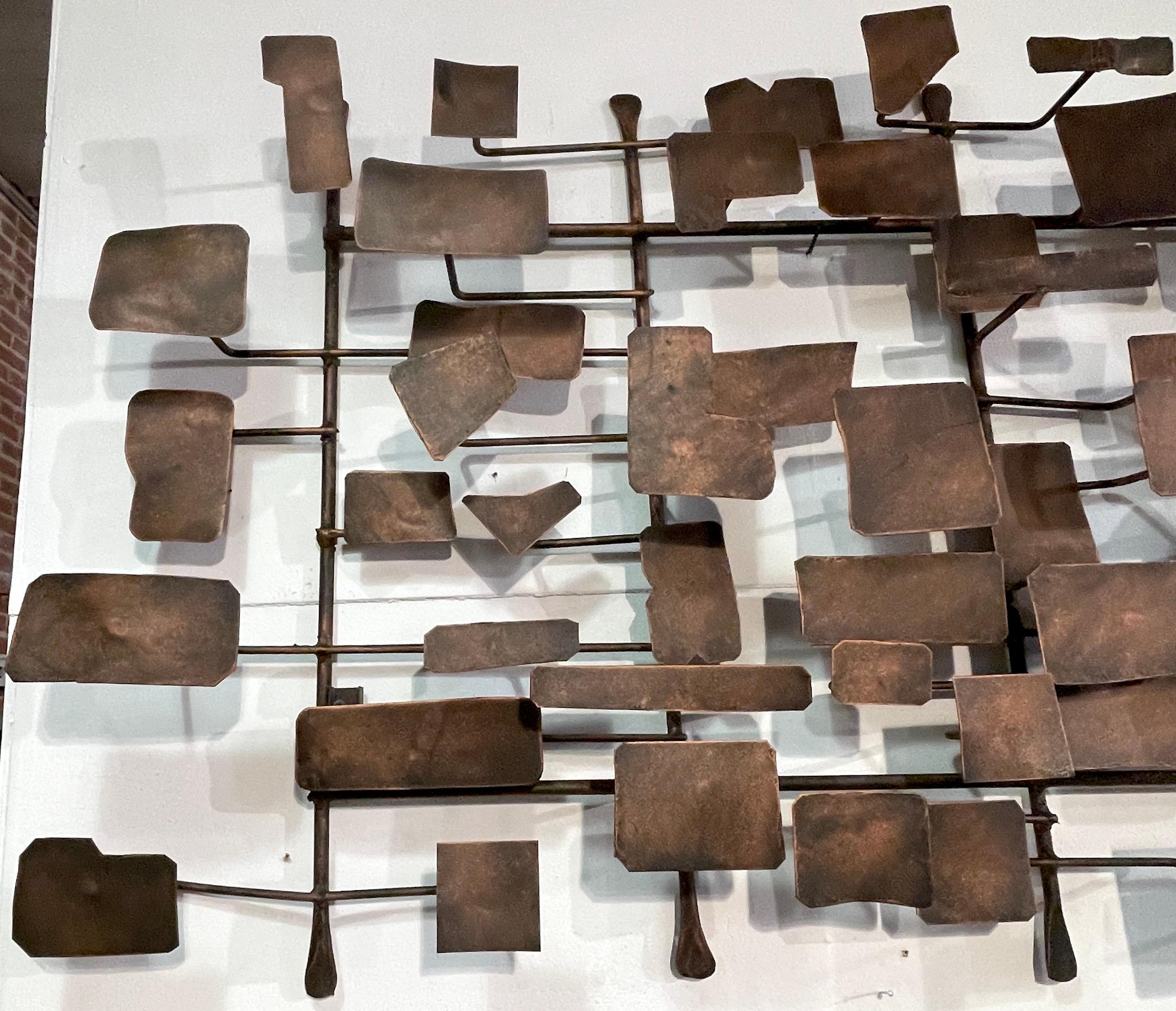 20th Century Pair of Bronzed Abstract Wall Sculptures in the Style of Curtis Jere  For Sale