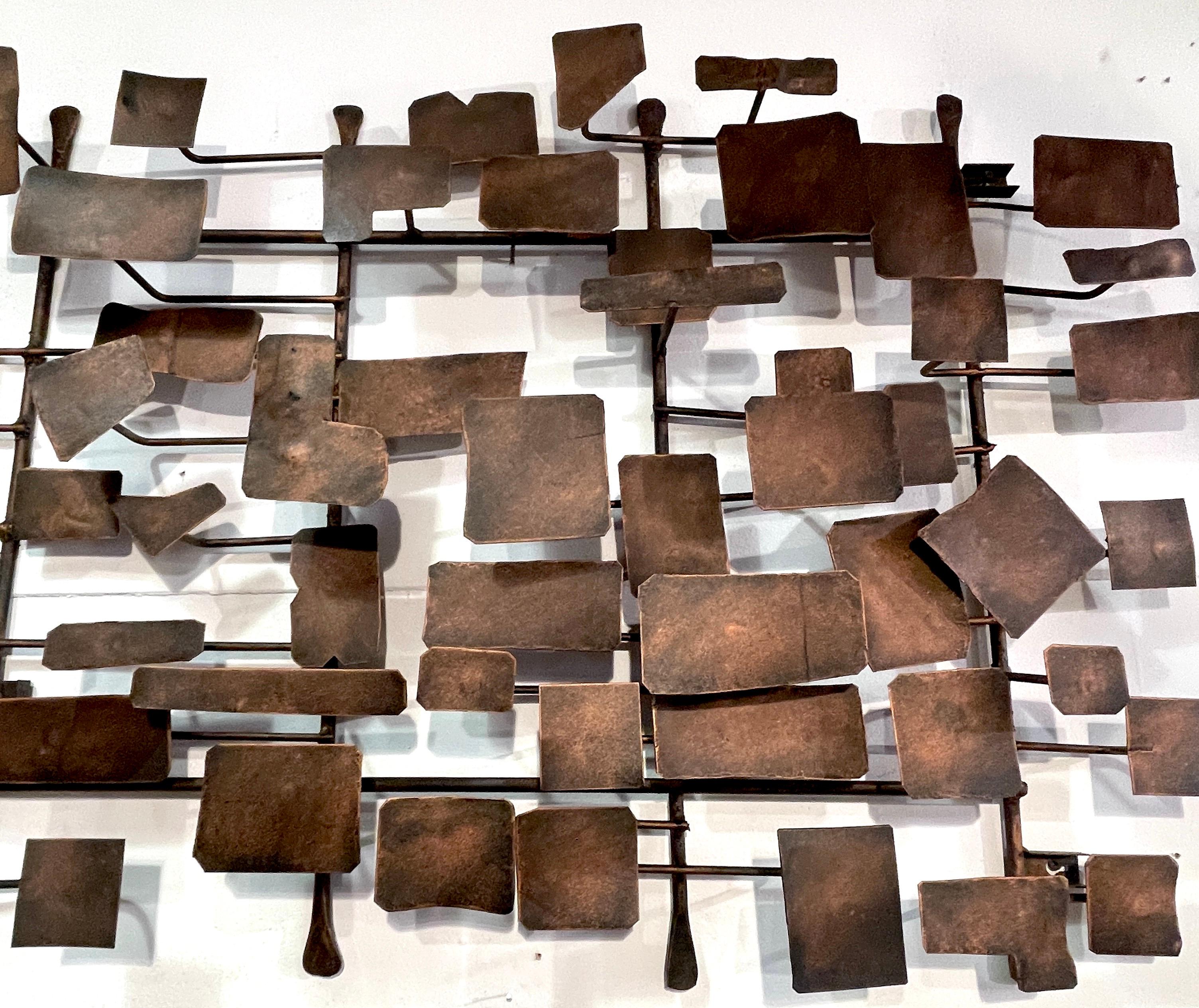 Metal Pair of Bronzed Abstract Wall Sculptures in the Style of Curtis Jere  For Sale