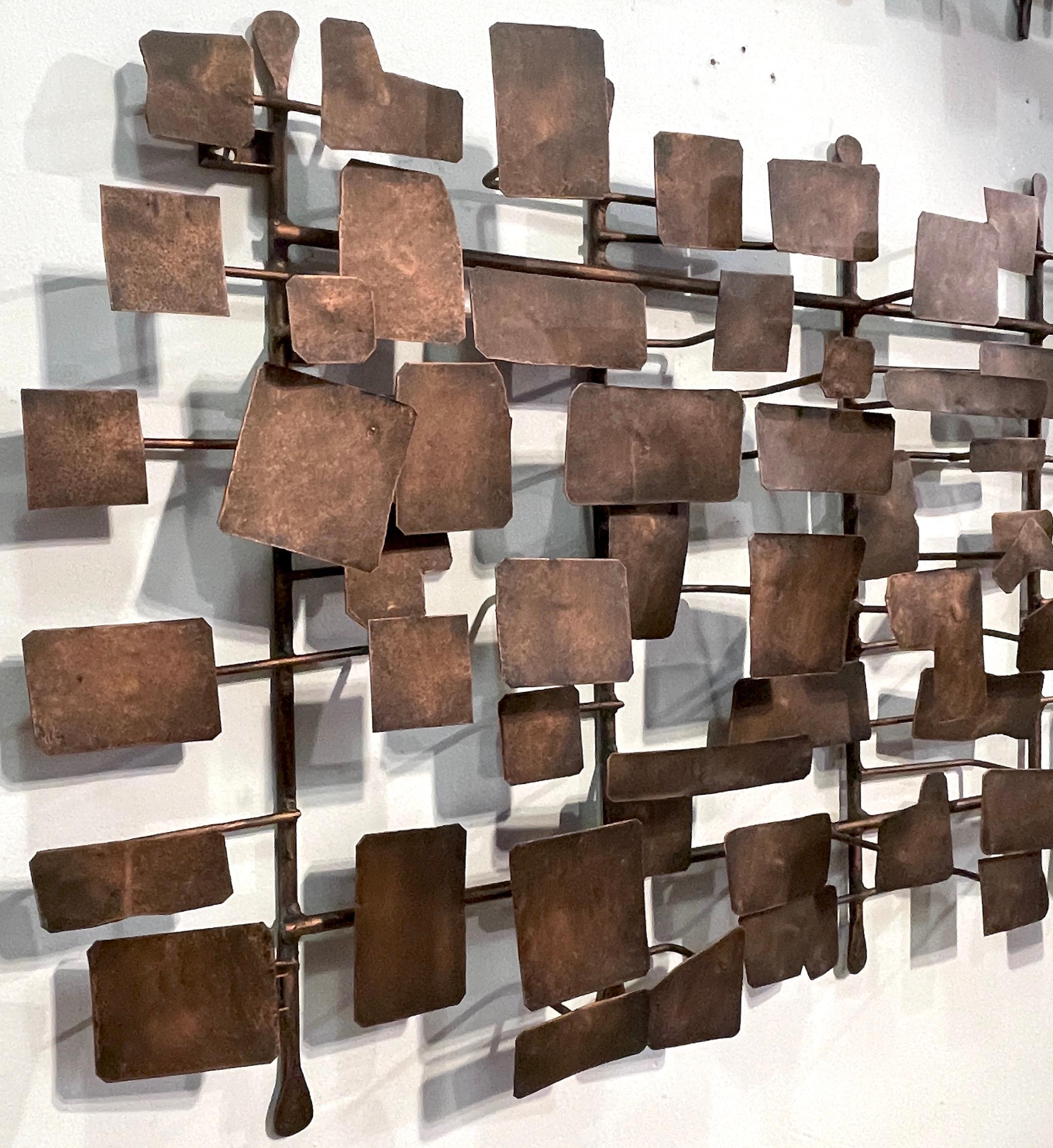 Pair of Bronzed Abstract Wall Sculptures in the Style of Curtis Jere For Sale 3