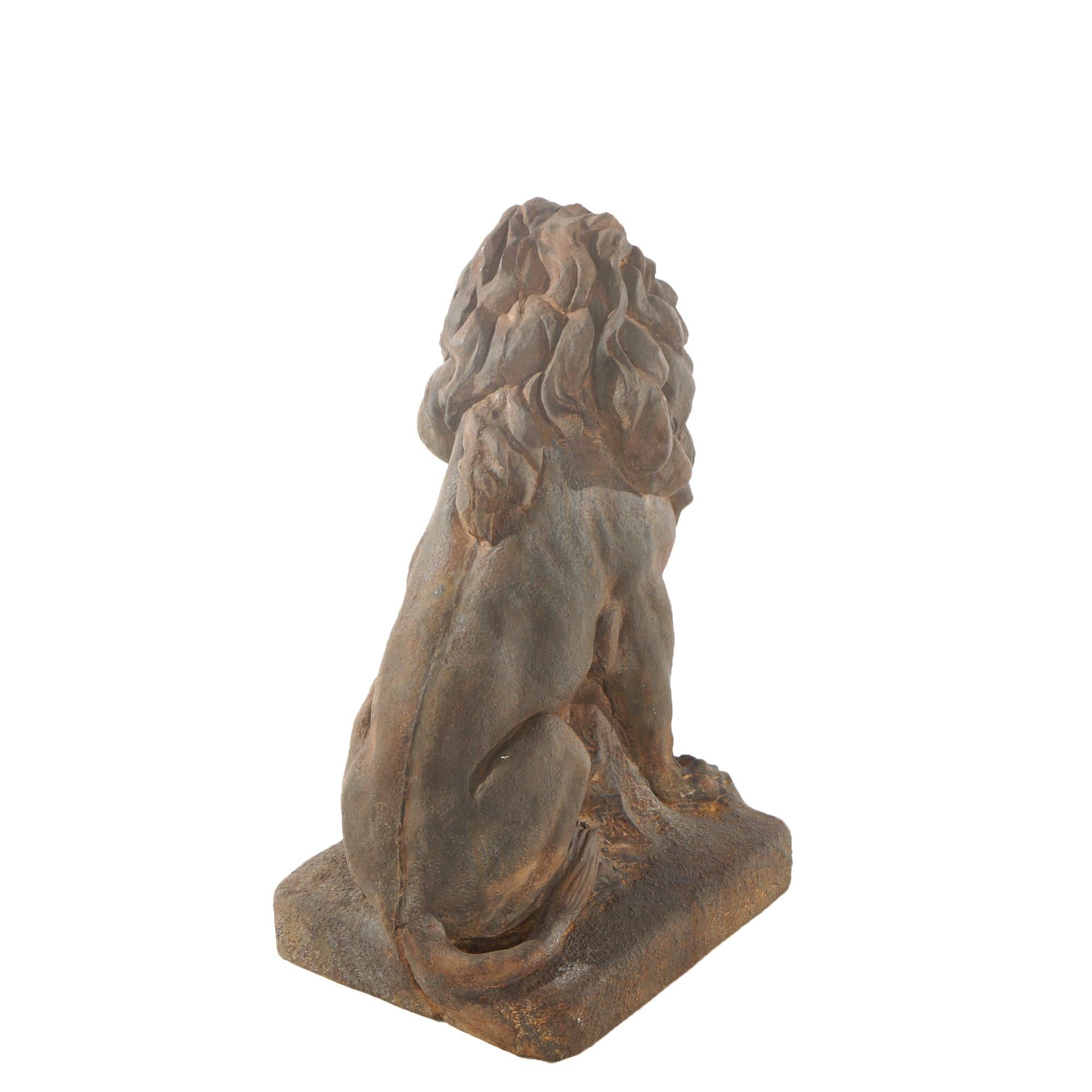 Pareja De Leones De Jardín De Piedra Bruñida Fundida Siglo XX Piedra de molde