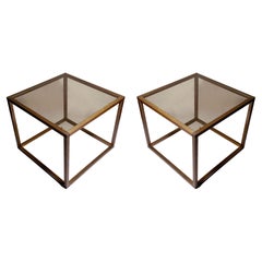 Pair of Bronzed Extrusion Open Space Architectural Side Tables