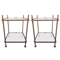 Used Pair of Bronzed Iron Side Tables by Claudio Rayes