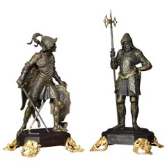 Pair of Bronzed Medieval Soldiers