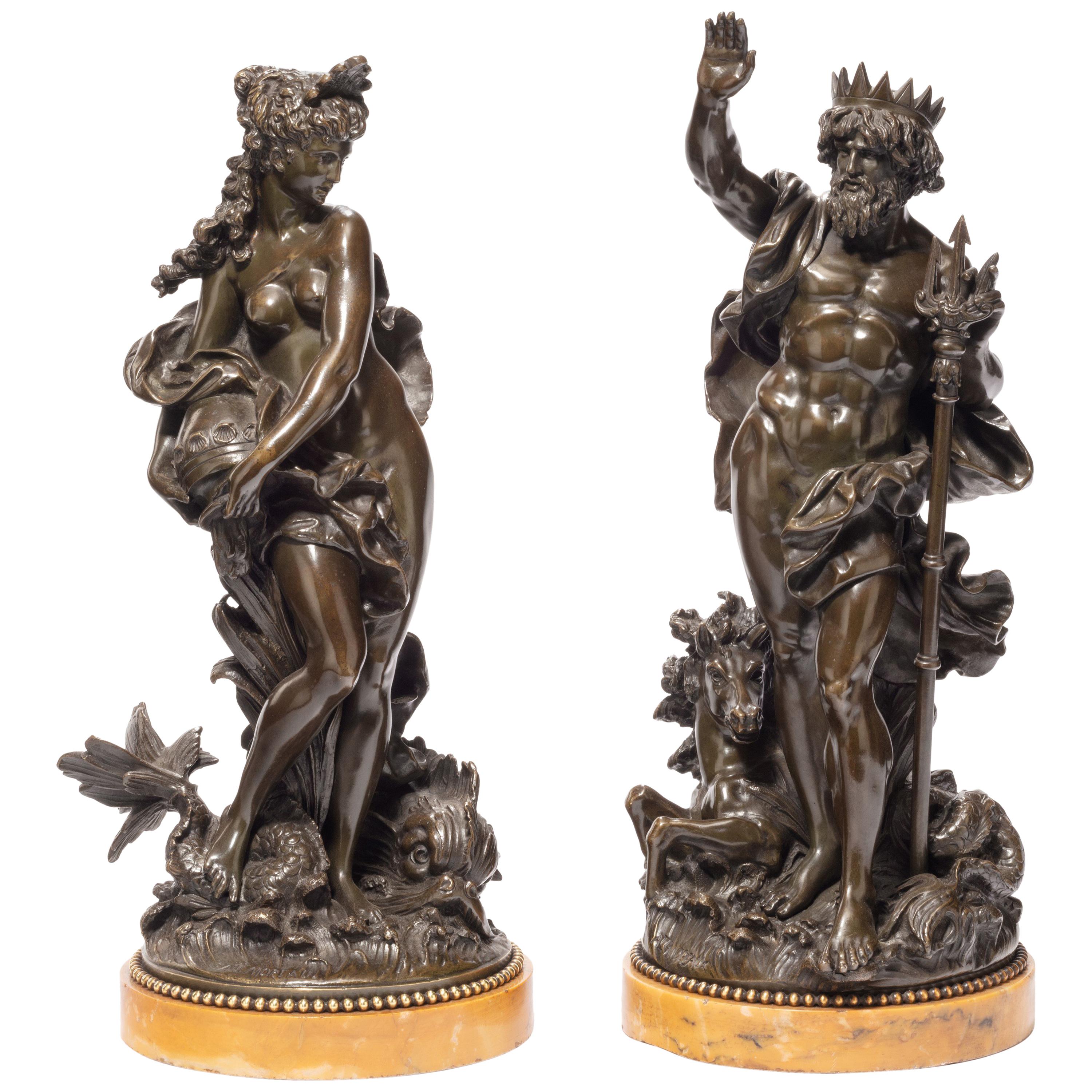 Pair of Bronzes Depicting Poseidon 'Neptune' and Amphitrite