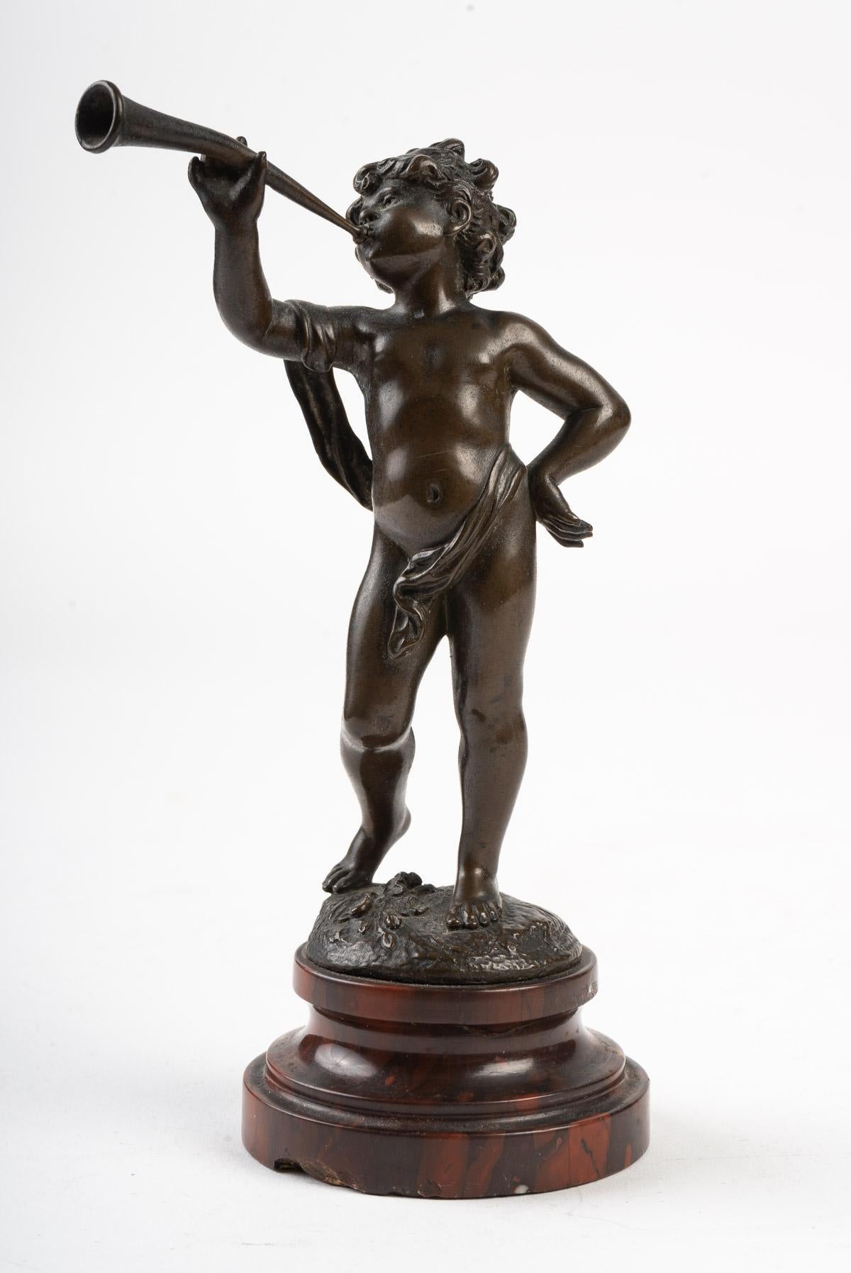 Mid-19th Century Pair of Bronzes, Petits Amours Play Music