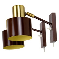 Pair of Brown Alfa Wall Lights by Jo Hammerborg, Fog & Mørup, Denmark, 1960s