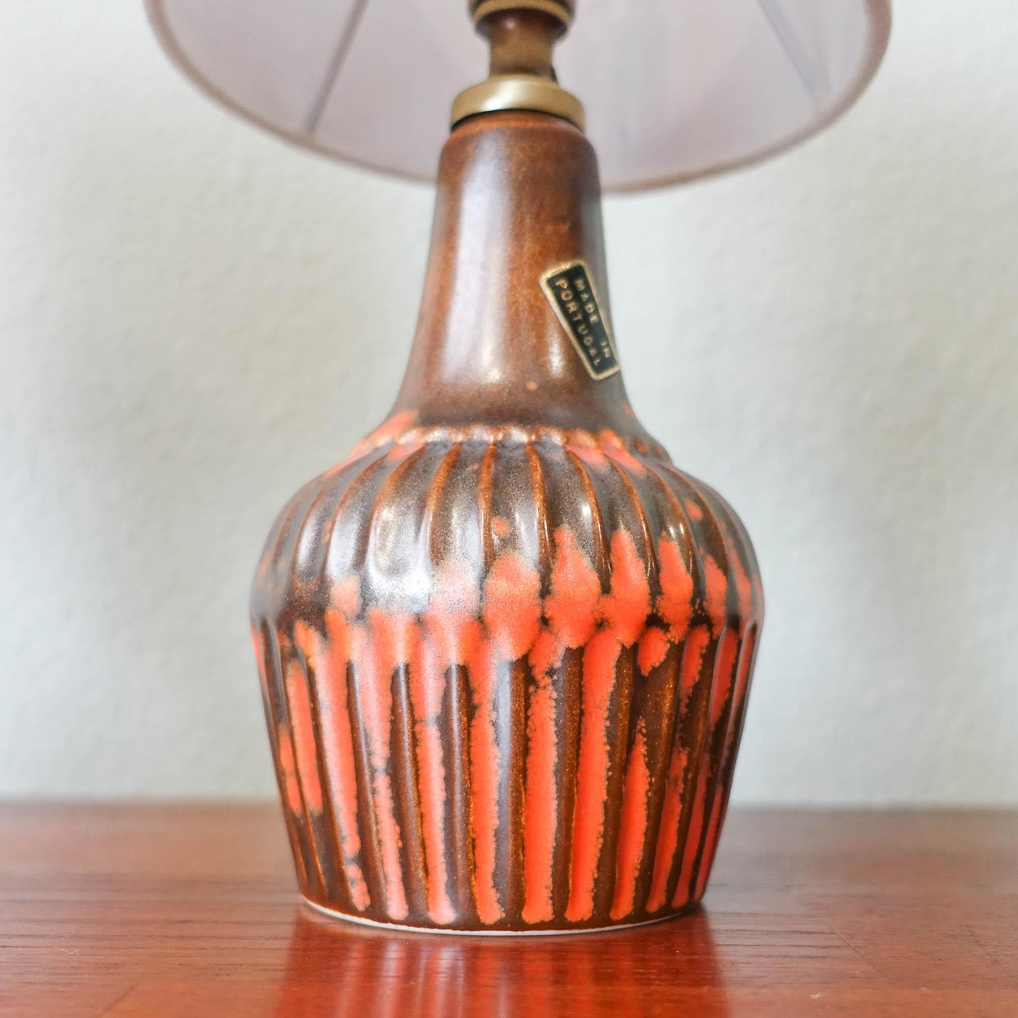 Pair of Brown and Orange Ceramic Table Lamps by Secla, 1960s For Sale 2