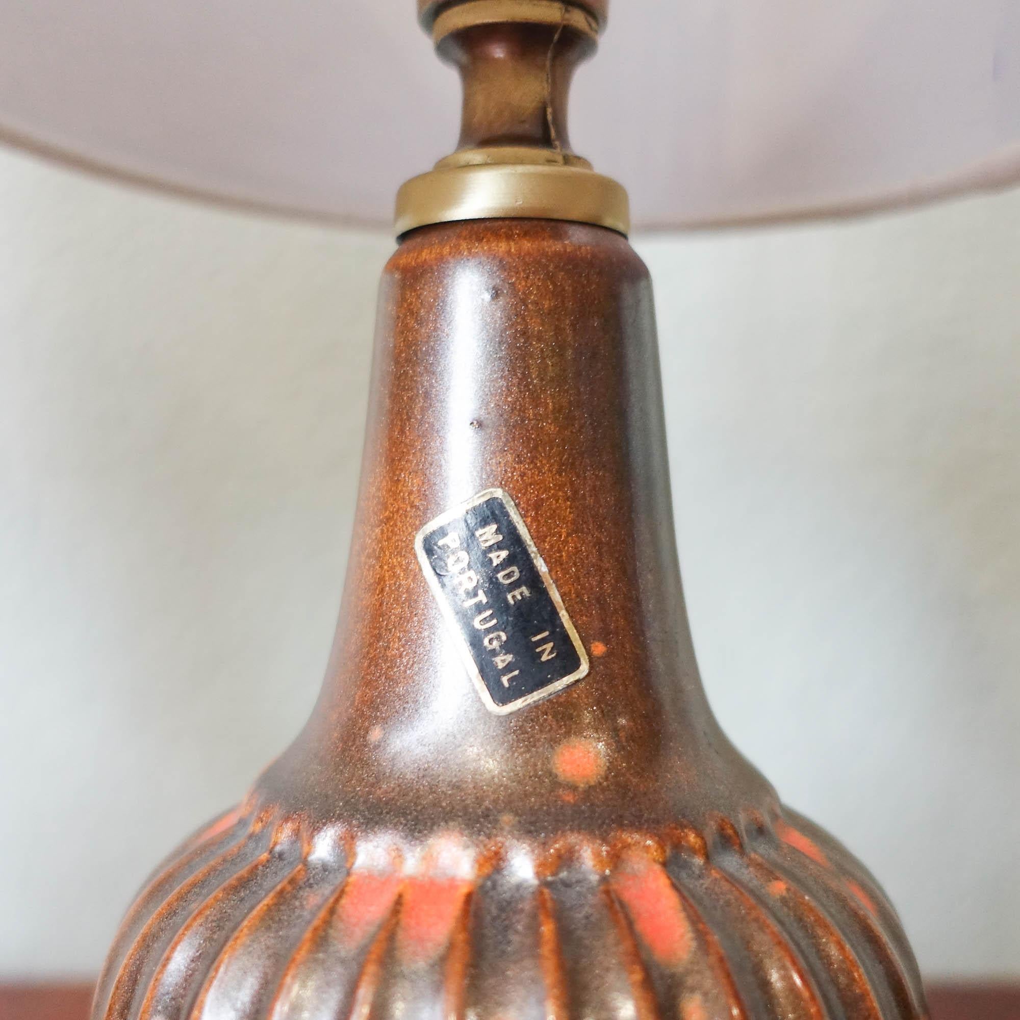 Paire de lampes de bureau en céramique marron et orange de Secla, années 1960 en vente 2