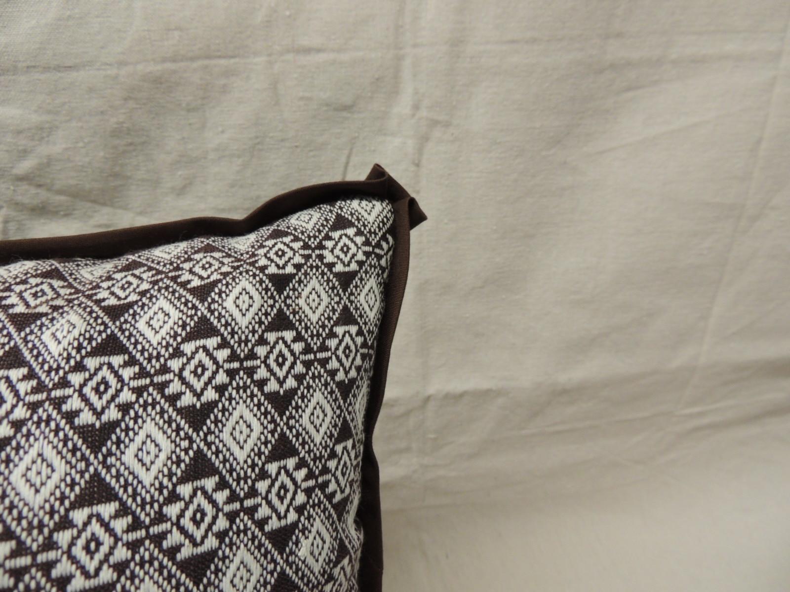 Mid-Century Modern Pair of Brown and White Woven Swedish Decorative Pillows