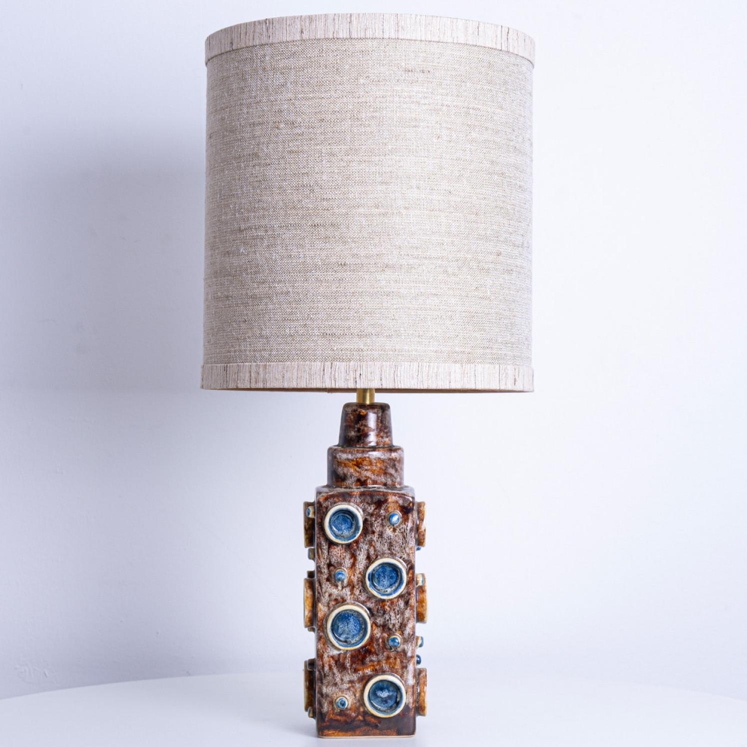 Pair of Brown Blue Soholm Lamps with Custom Lampshades René Houben, 1960s en venta 7
