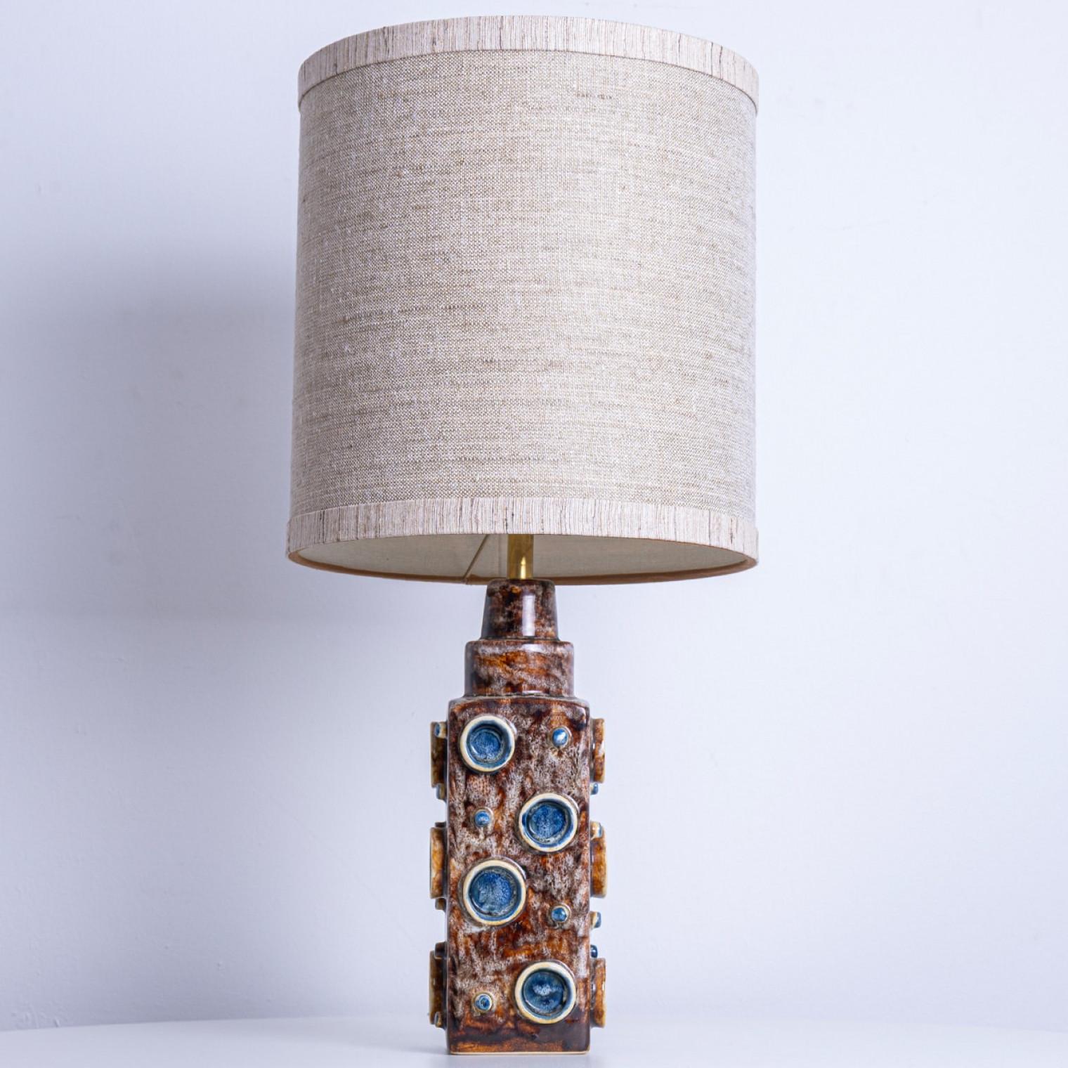 Pair of Brown Blue Soholm Lamps with Custom Lampshades René Houben, 1960s For Sale 8