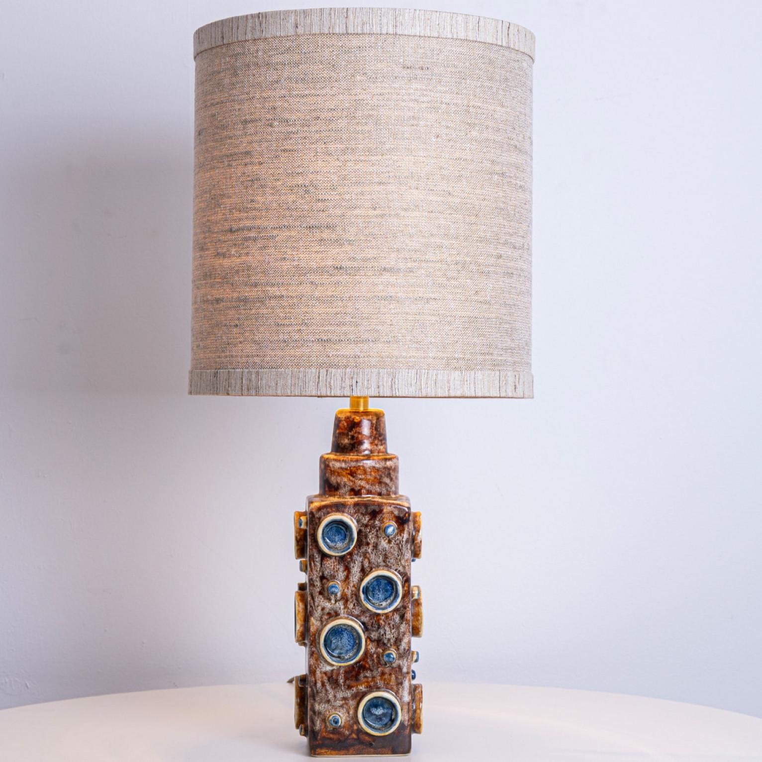 Other Pair of Brown Blue Soholm Lamps with Custom Lampshades René Houben, 1960s For Sale