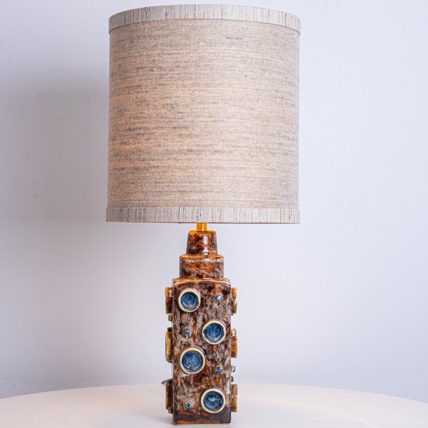 Pareja de lámparas Soholm marrón-azul con pantallas a medida René Houben, años 60 Otro en venta