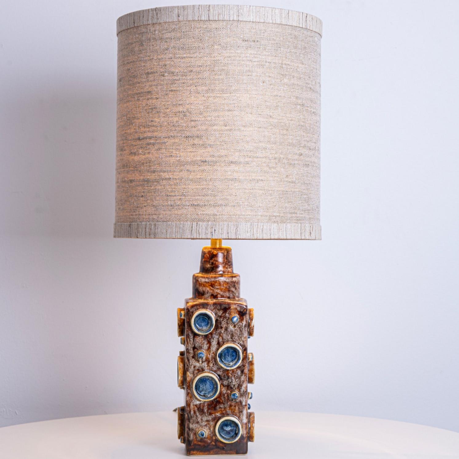 Pair of Brown Blue Soholm Lamps with Custom Lampshades René Houben, 1960s Otro en venta