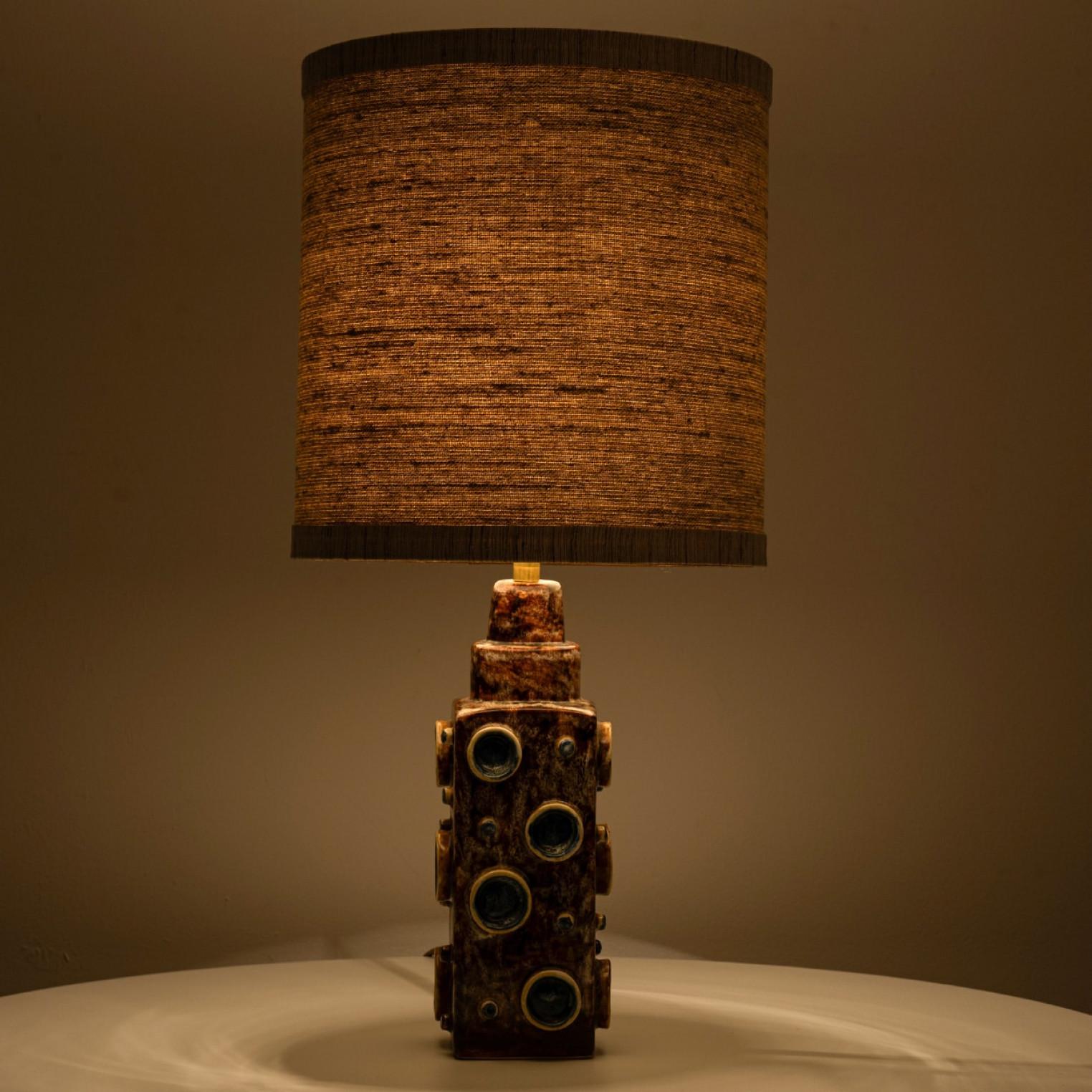 Pair of Brown Blue Soholm Lamps with Custom Lampshades René Houben, 1960s en venta 1