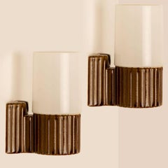 Pair of Brown Ceramic and Glass Wall Light, Sigvard Bernadotte, 1970
