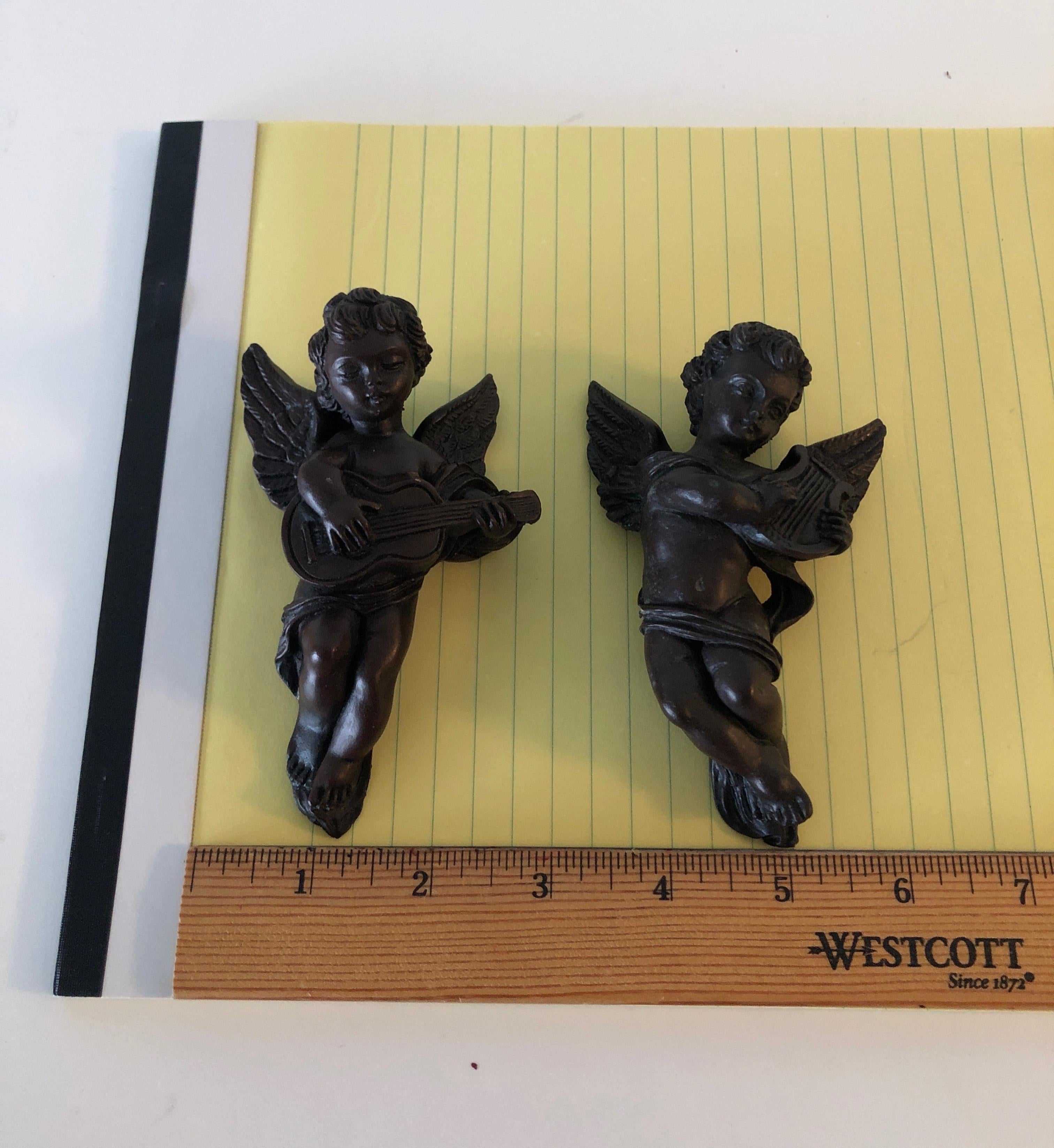 Pair of Brown Cherubs Holiday Ornaments with Hook in the Back 2