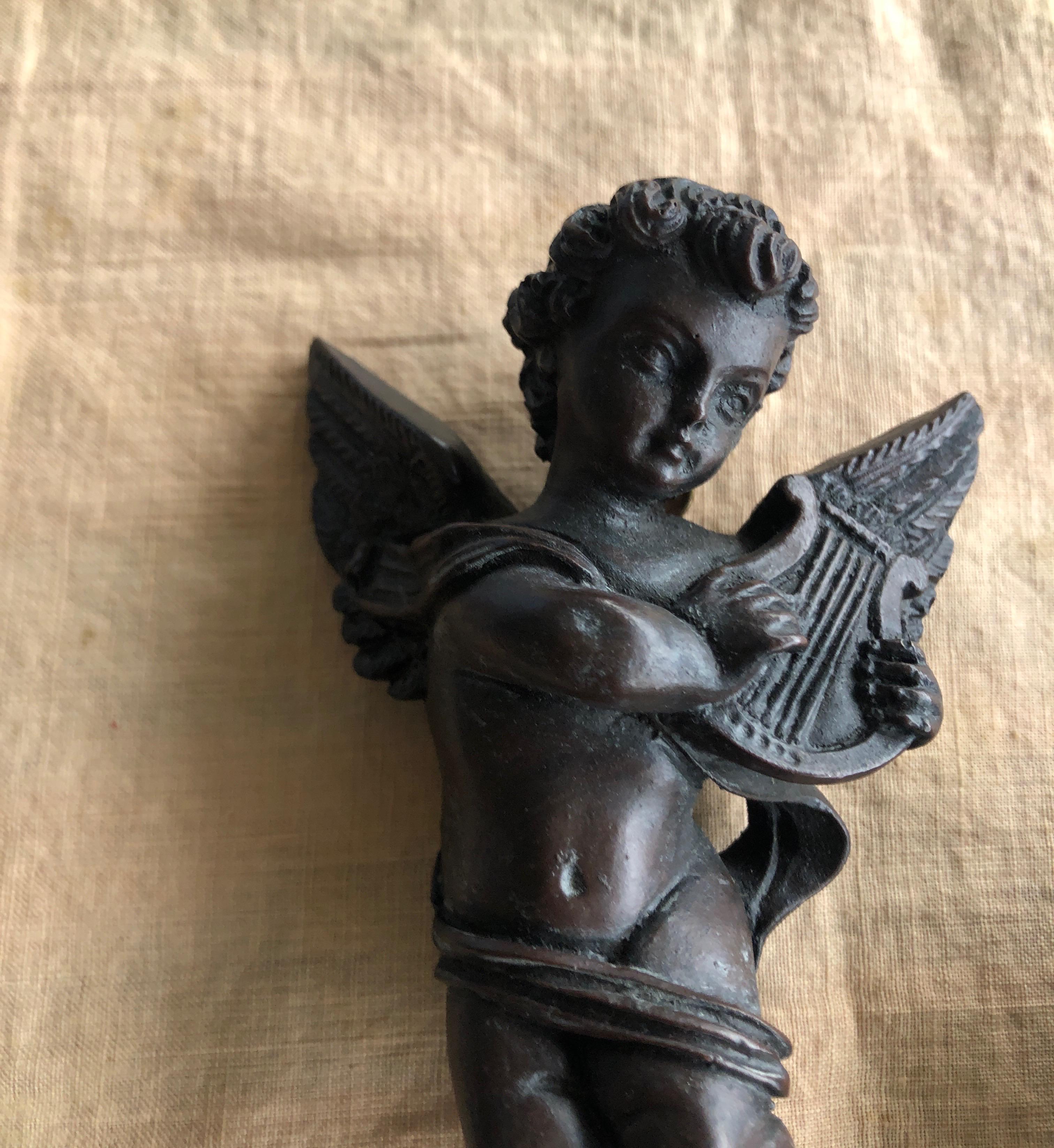 North American Pair of Brown Cherubs Holiday Ornaments with Hook in the Back