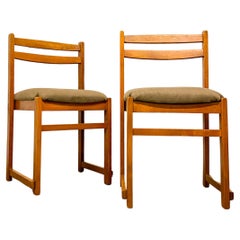 Vintage Pair of Brown Corduroy Dining Chairs