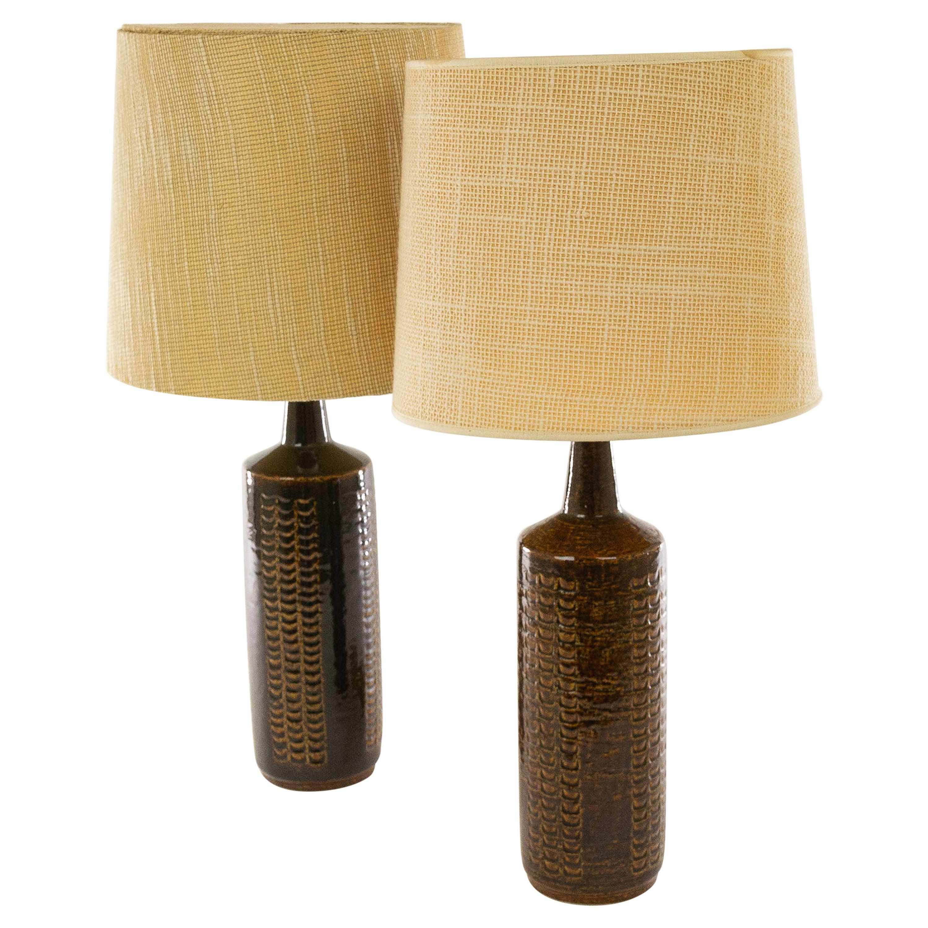 Pair of Brown DL/27 Table Lamps by Linnemann-Schmidt for Palshus, 1960s