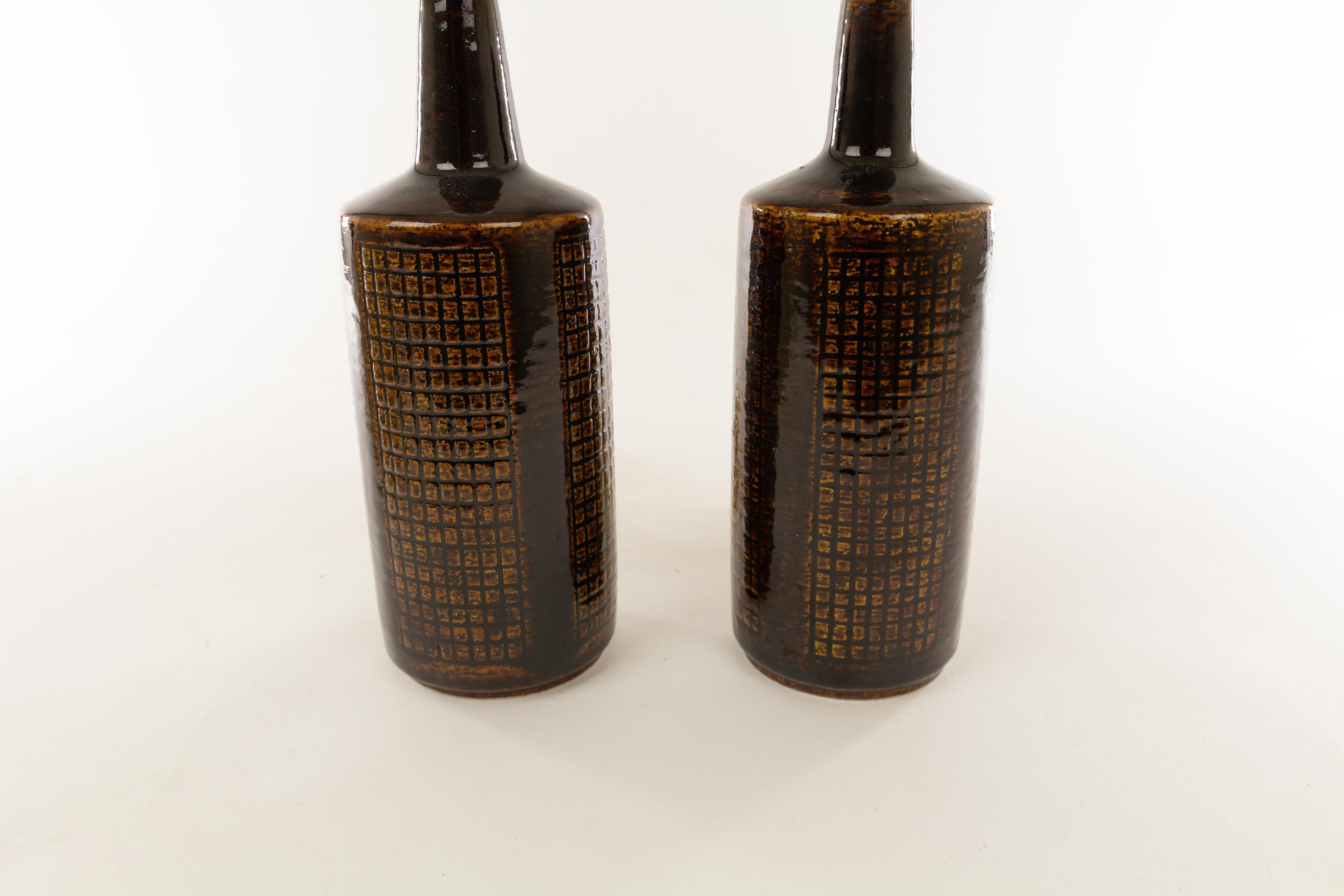 Pair of Brown DL/30 Table Lamps by Linnemann-Schmidt for Palshus, 1960s In Good Condition For Sale In Rotterdam, NL