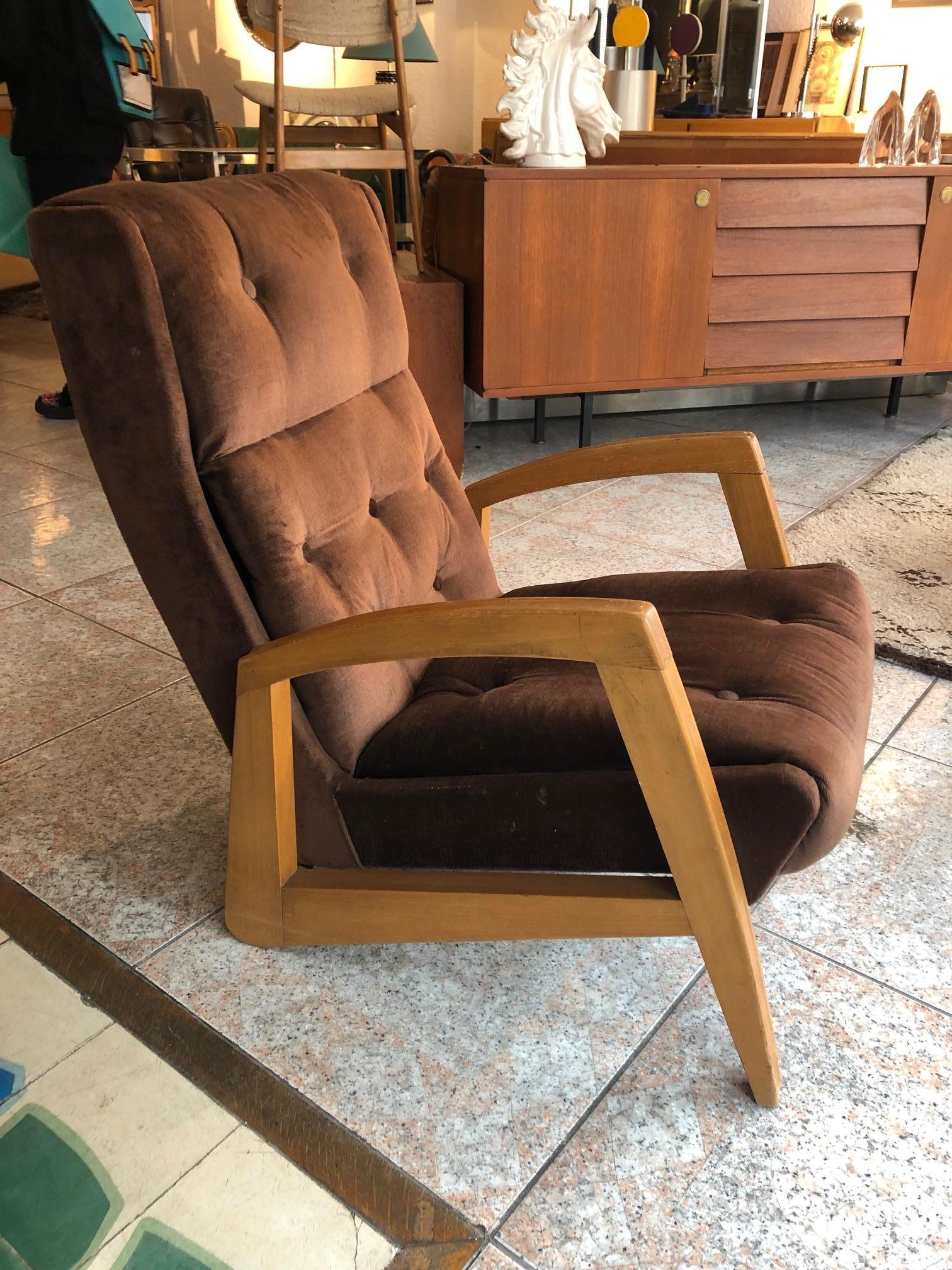 Pair of Brown 1950s Pierre Guariche chairs edited by Steiner  In Good Condition In Brooklyn, NY