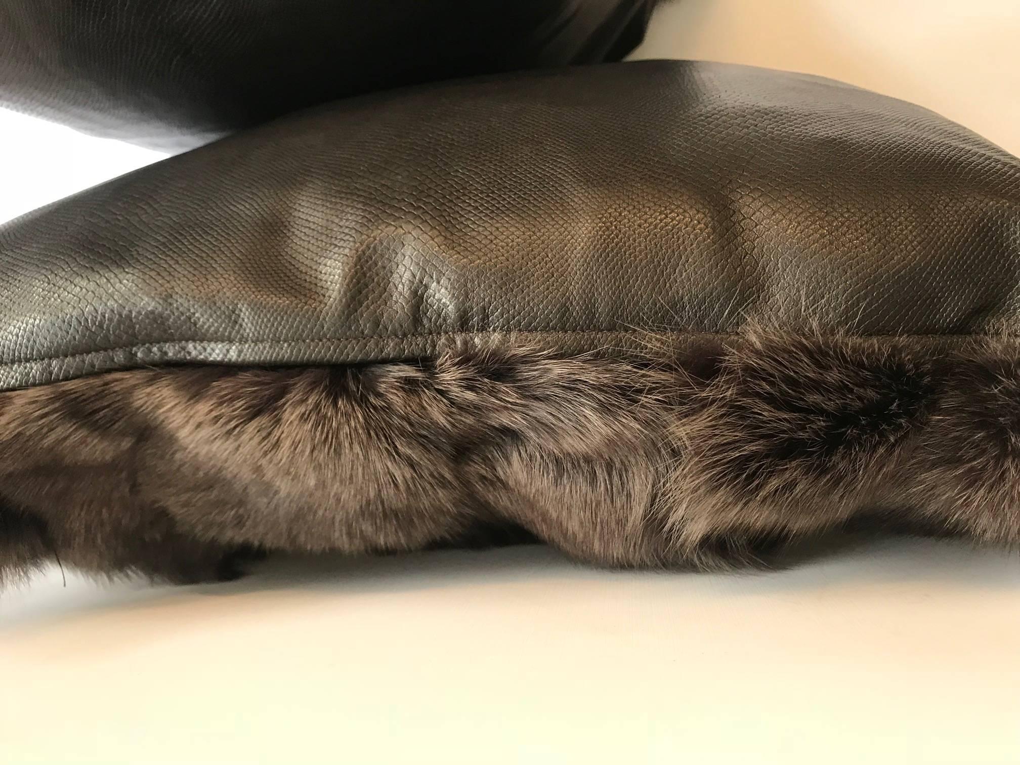 Pair of Brown Fox Fur Pillows 1
